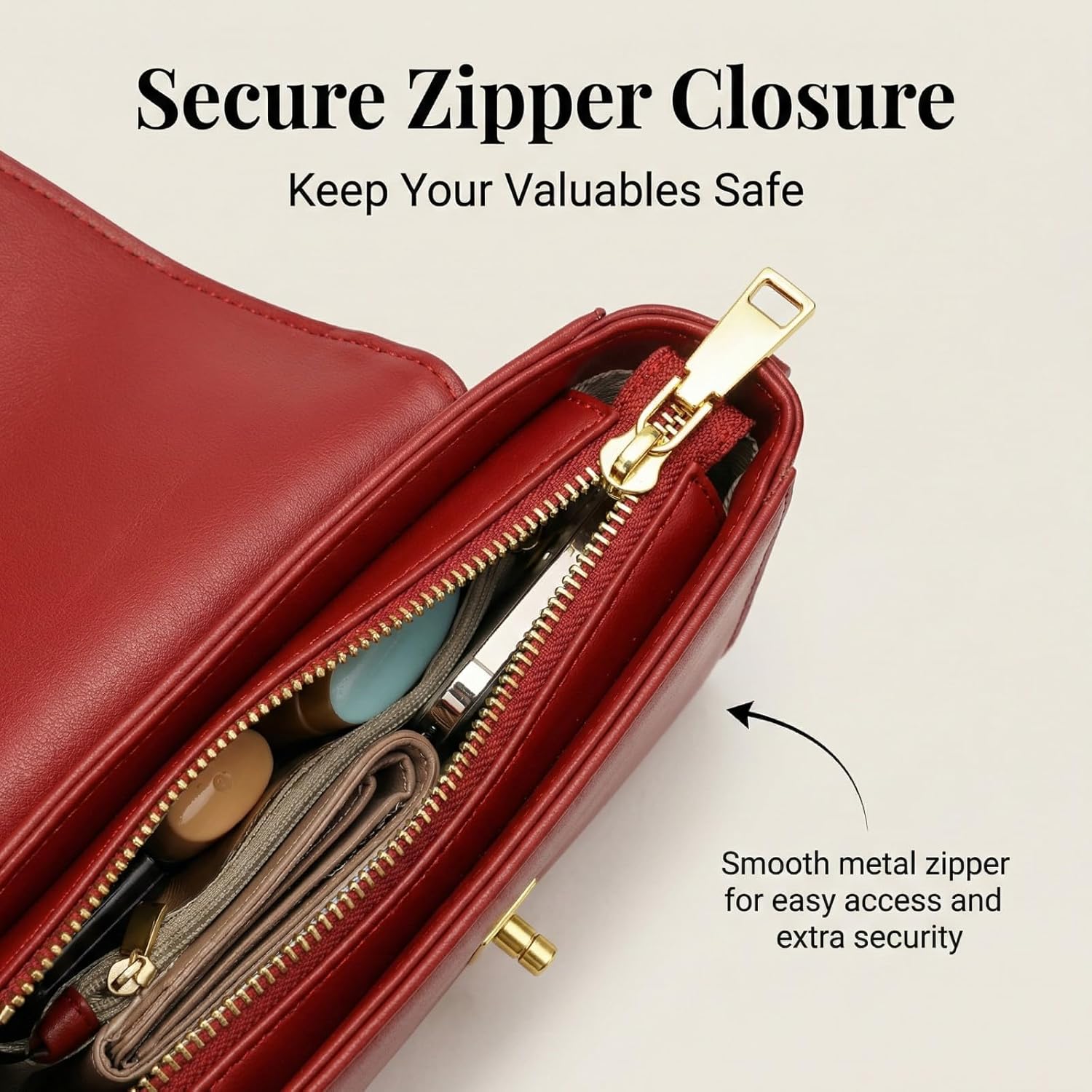 Shoulder Bags Retro Classic Purse Clutch Shoulder Simple HandBag with Zipper Closure Crossbody for Women - Image 7