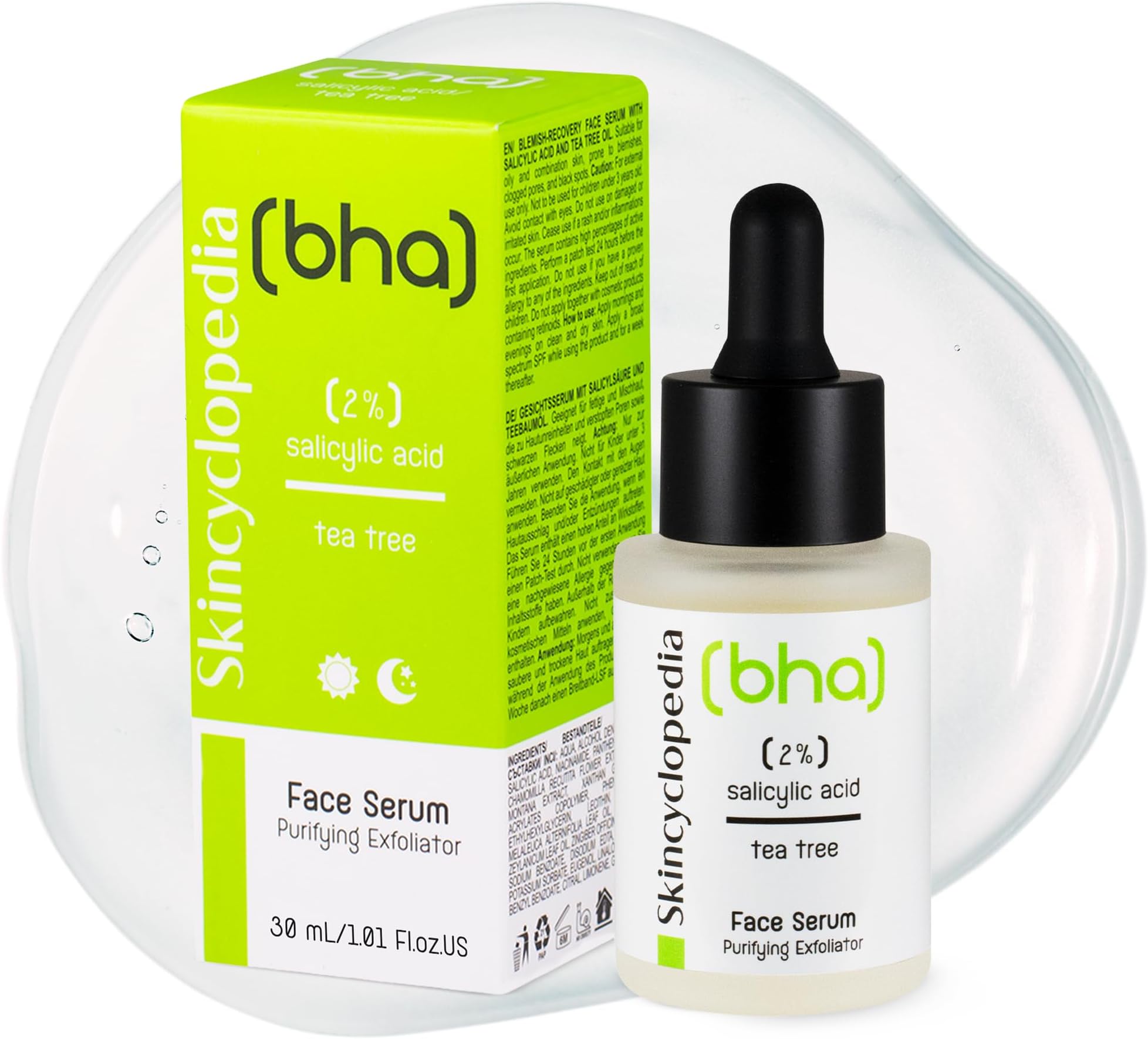 Skincyclopedia 2% Salicylic Acid Serum with Tea Tree Oil, Niacinamide and Zinc - Acne Treatment, Blackheads and Pore Minimizer for Oily and Combination Skin - BHA Exfoliant for Men and Women, 30ml