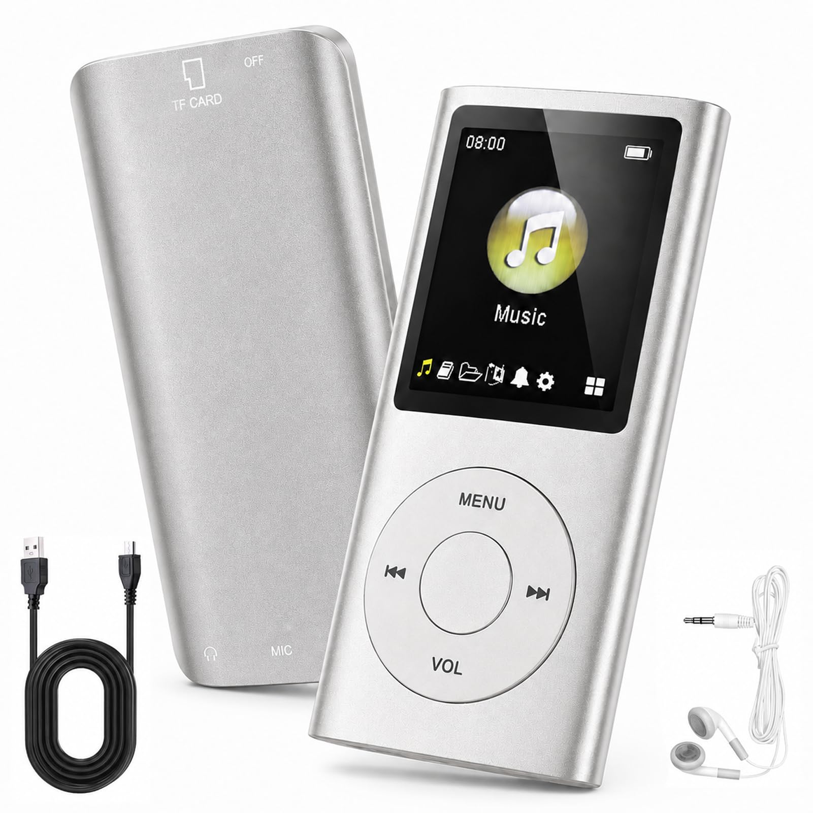 MP3/MP4-Player Unterstützt Bis zu 64 GB TF-Karte Tragbarer MP3 Musik Player 1.8 Zoll LCD Bildschirm Audio Player Media Player FM Radio mit Verlustfreiem Sound für Reisen, Fitnessstudios und Büros
