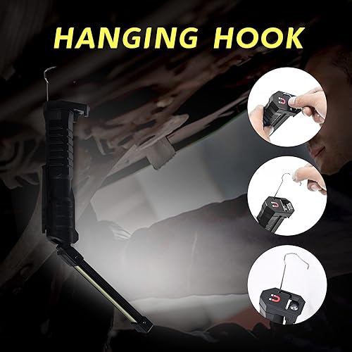 Miniatura 7 de Linterna LED recargable, herramienta de artilugios geniales para hombre, ideas de regalo de cumpleaños, luz de trabajo portátil con base magnética,
