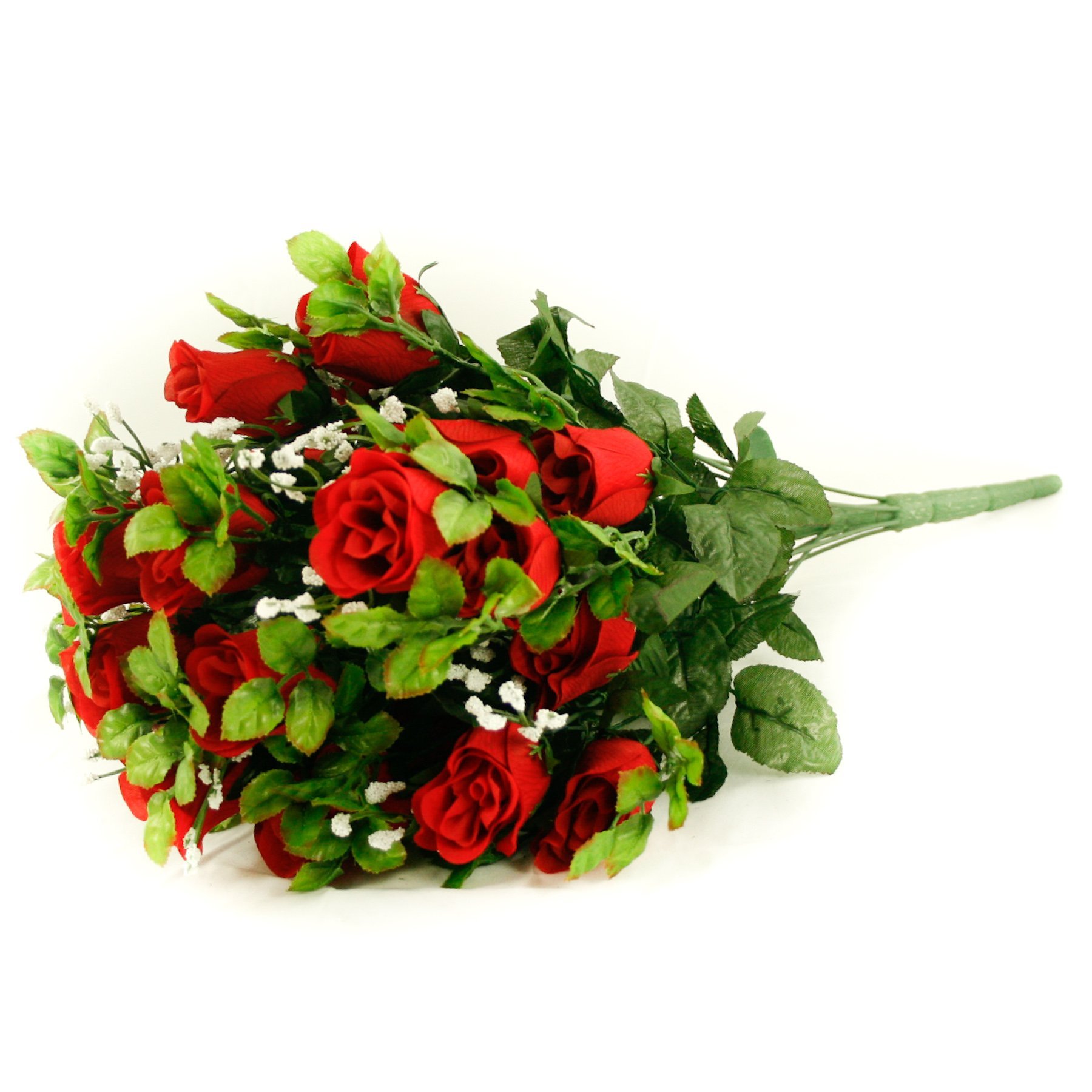 Floristrywarehouse Red Artificial Silk Flower Rose & Gyp Bunch 24 Stems Of Roses 55Cm