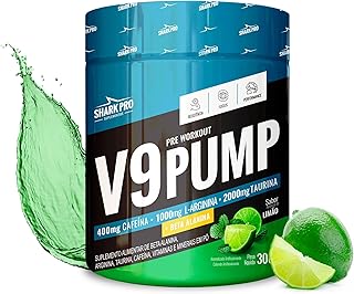 Shark Pro V9 Pump Pré-Treino Sabor Limão - 400mg de Cafeína - Suplemento Alimentar de Beta Alanina, Arginina, Taurina e Cafeína - 300g