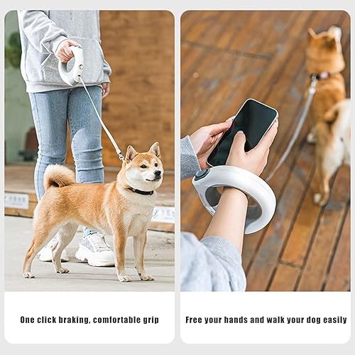 Miniatura 3 de Retractable Dog Leash with Flashlight, Rechargeable 118in Round Handle with Lock, Ergonomic Breathing Light, for Small and Medium Dogs, Dog Leashes