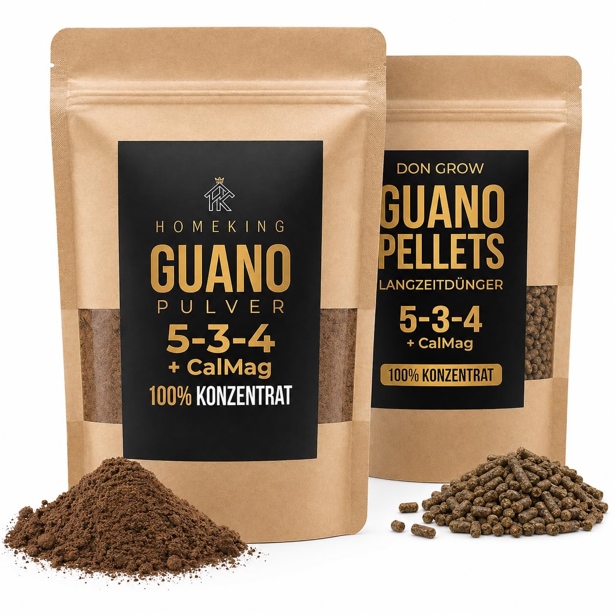 Zimmerpflanzen Dünger für Balkon & Grünpflanzen – Sofort- und Langzeitwirkung mit Guano Pulver und Guano Pellets für Topfpflanzen – 5 Kg – Don Grow
