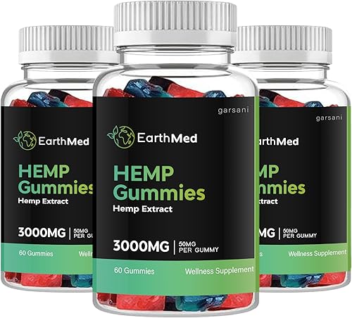 Earth Med Gummies - Gomitas de cáñamo EarthMed (paquete de 3, 180 gomitas)