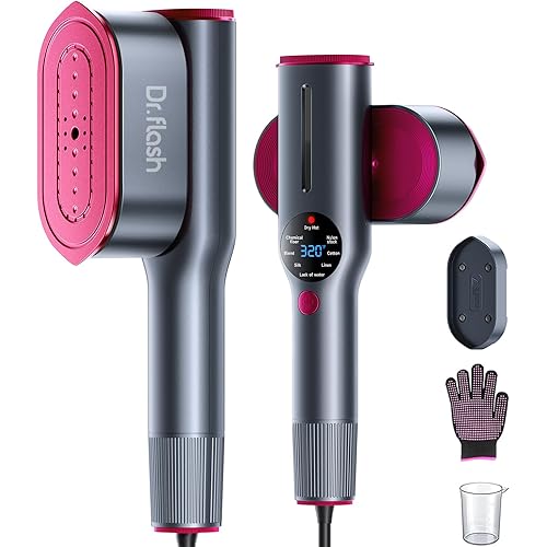 DRFLASH 2-in-1 Steamer & Iron for Clothes,15s Fast Heat-up 1200W Portable Handheld Garment Steamer,Travel Size with Large Ceramic Heat Panel,Quick Wrinkle Removal,110V-120V
