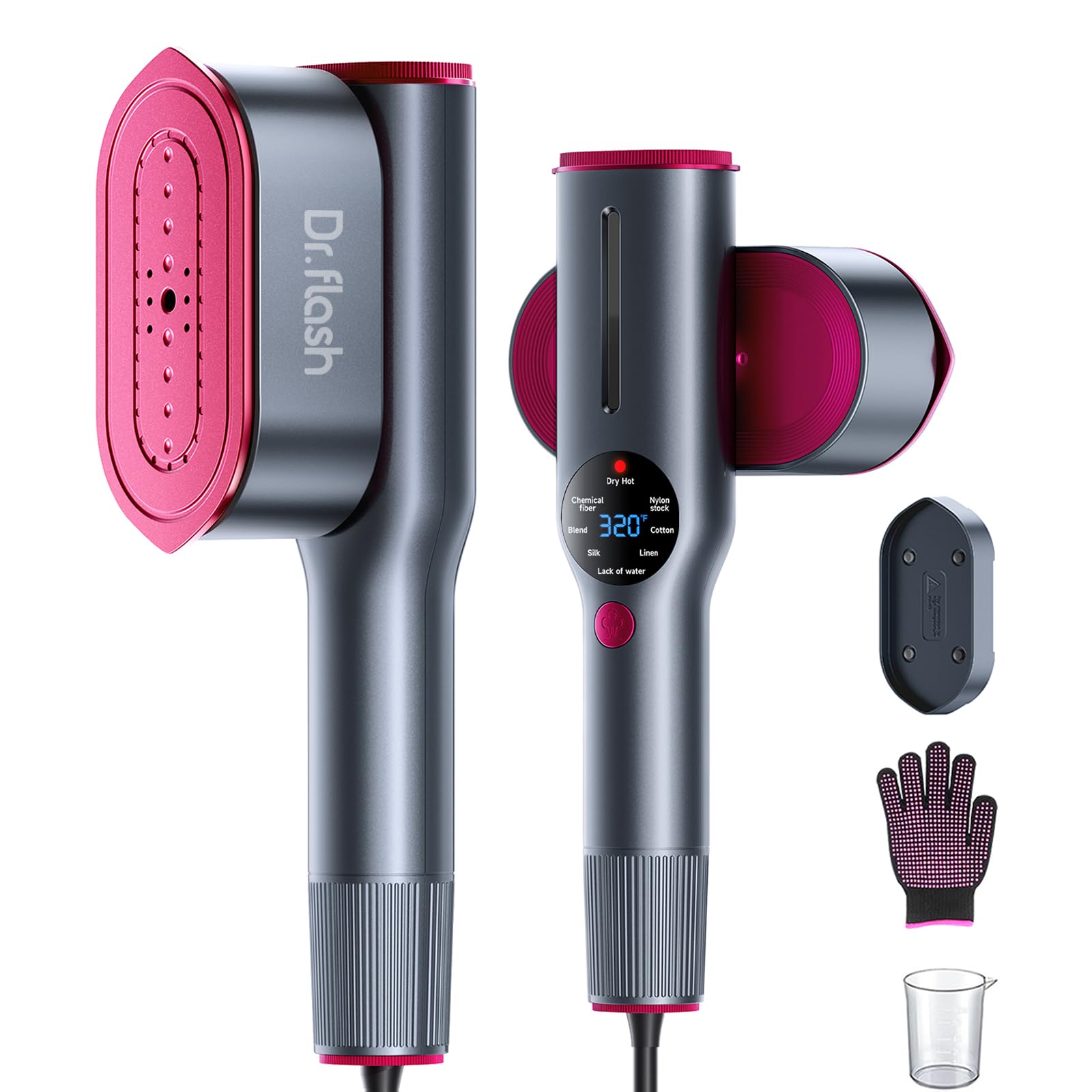 DRFLASH Plancha de vapor 2 en 1 para ropa, calentamiento rápido en 15 segundos, 1200 W, portátil, tamaño de viaje, con gran panel de calor cerámico, eliminación rápida de arrugas, 110 V, 120 V