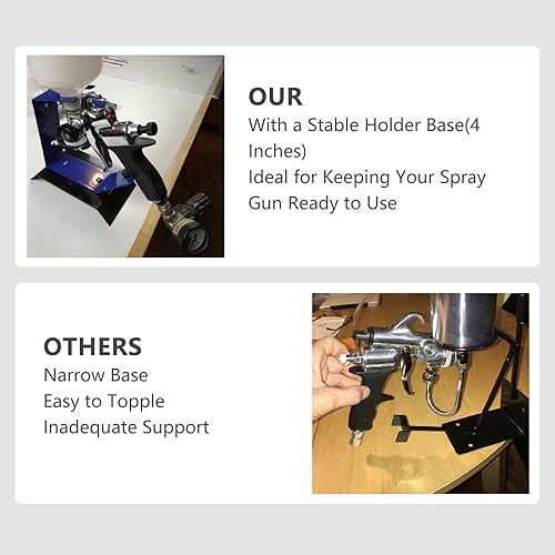 Miniatura 5 de Soporte para pistola de pulverización HVLP de alta resistencia con soporte magnético para tazas, soporte para pistola de alimentación por gravedad