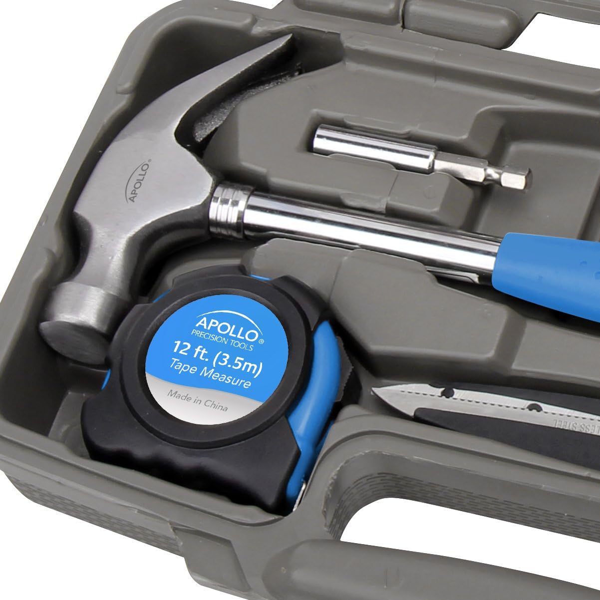 Apollo Tools Original 39 Piece General Household Tool Set in Toolbox Storage Case with Essential Hand Tools for Everyday Home Repairs, DIY and Crafts - Blue - DT9706 BL