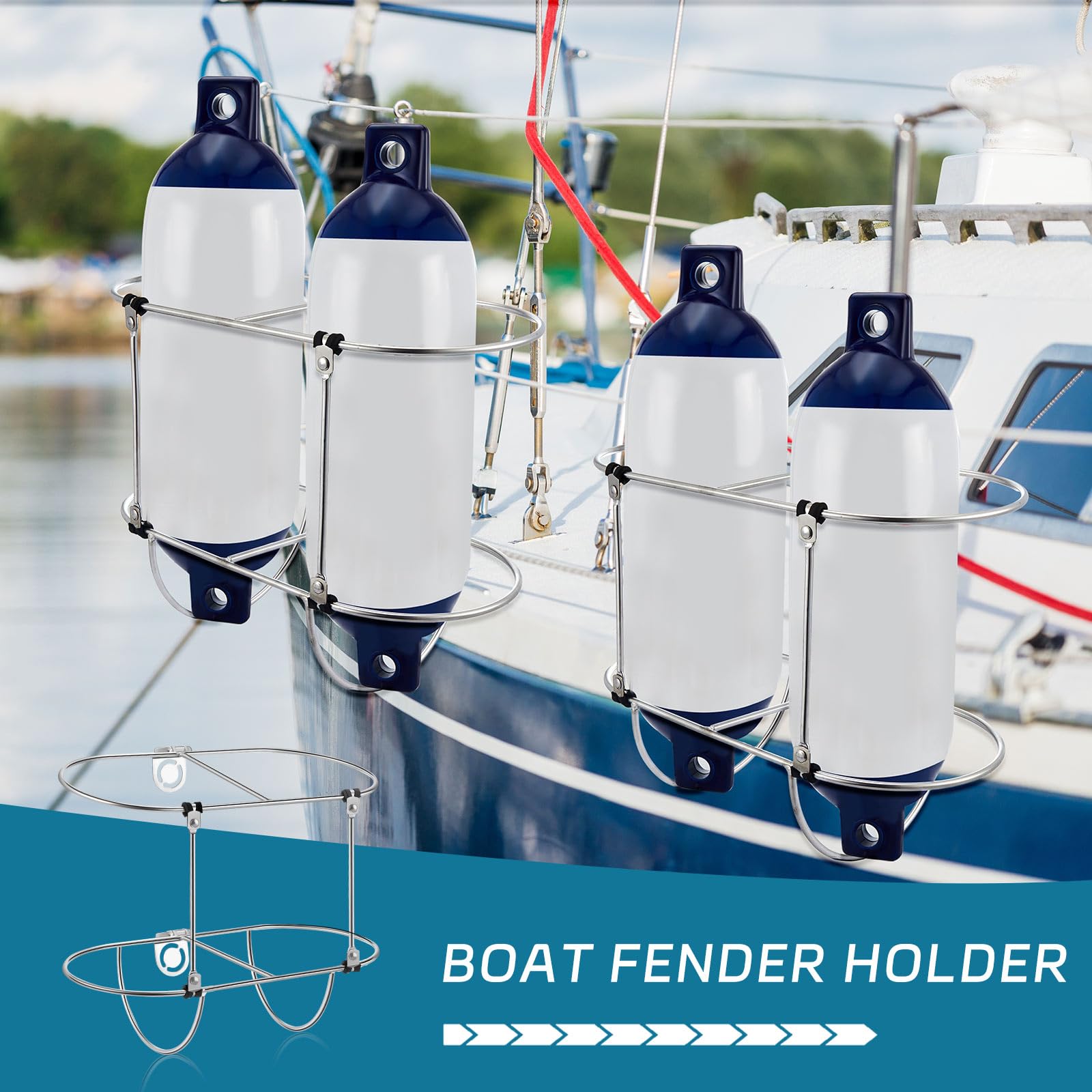 2 Pack 7 Inches Marine Boat Fender Holders Folding