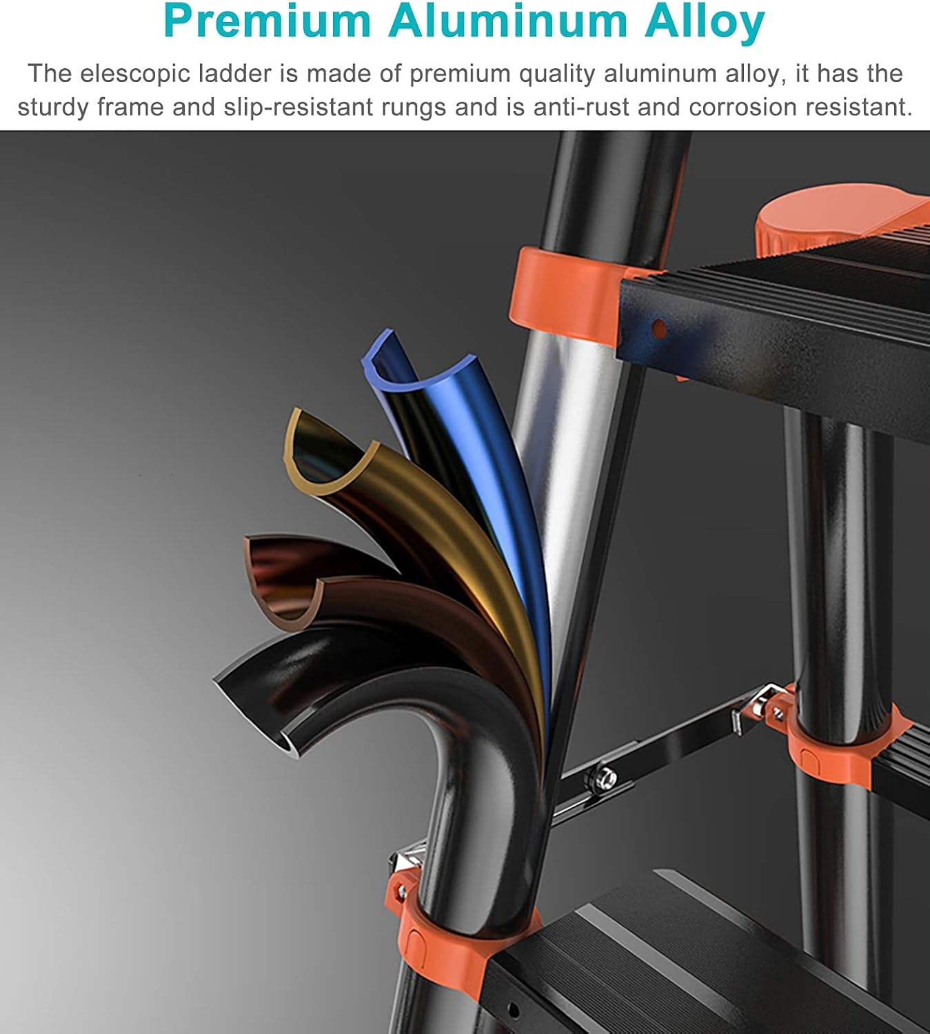 Telescoping Extension Ladder, Telescoping Ladder Extendable A-Frame Aluminum Ladders, Multi-Purpose Portable Telescoping Ladder, 0.7M / 1.1M / 1.4M Compact Extension Steps Ladder L