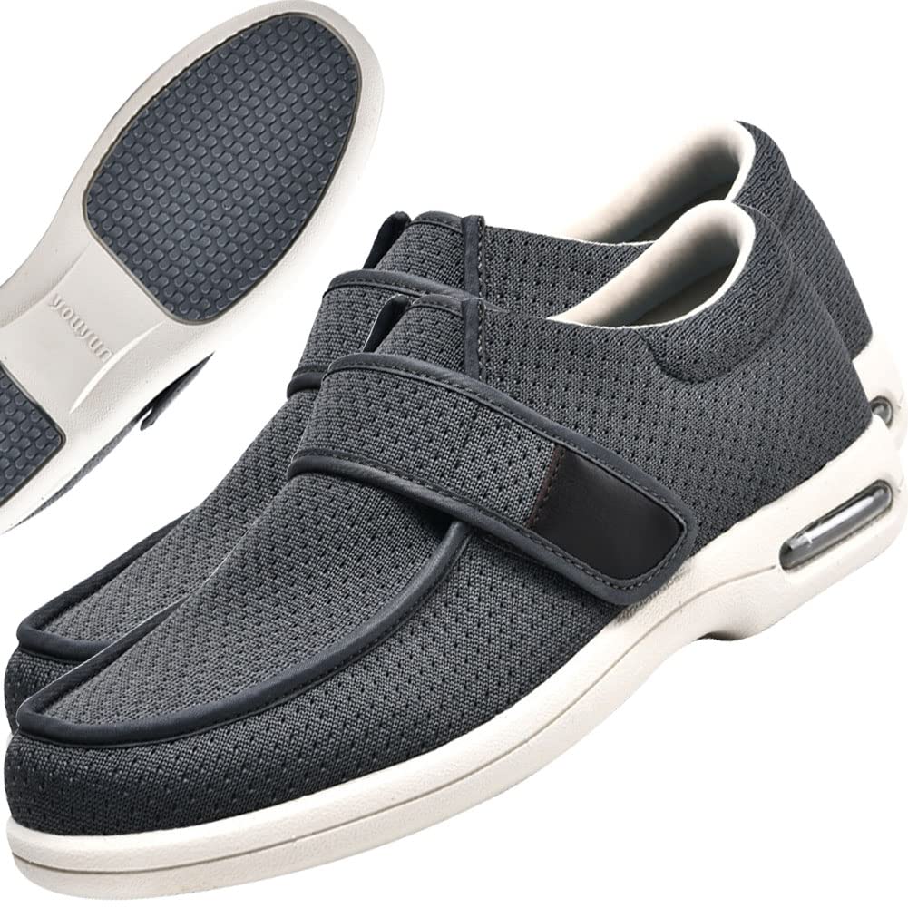 Extra Weite Sportschuhe Swollen Feet Shoes Senioren Hausschuhe Verbandschuhe Herren Extra Weit Breite Turnschuhe Fitnessschuhe Älterer Leichter Turnschuh,Grau,41 EU