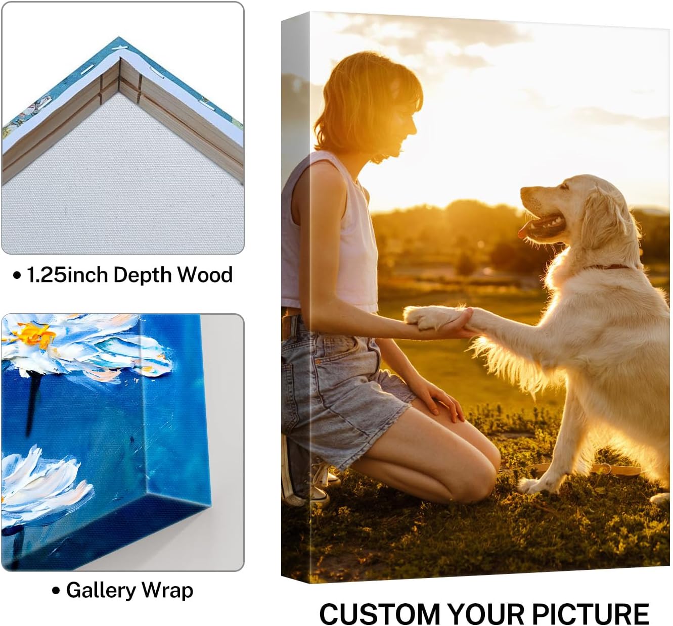 Sunwes Custom Canvas Prints with Your Photo, Made in USA 1.25 Inch Gallery Wrapped Personalized Wall Art for Wedding, Pet and Family Gifts, Ready to Hang, Ships Next Day, 18x24 - Image 5