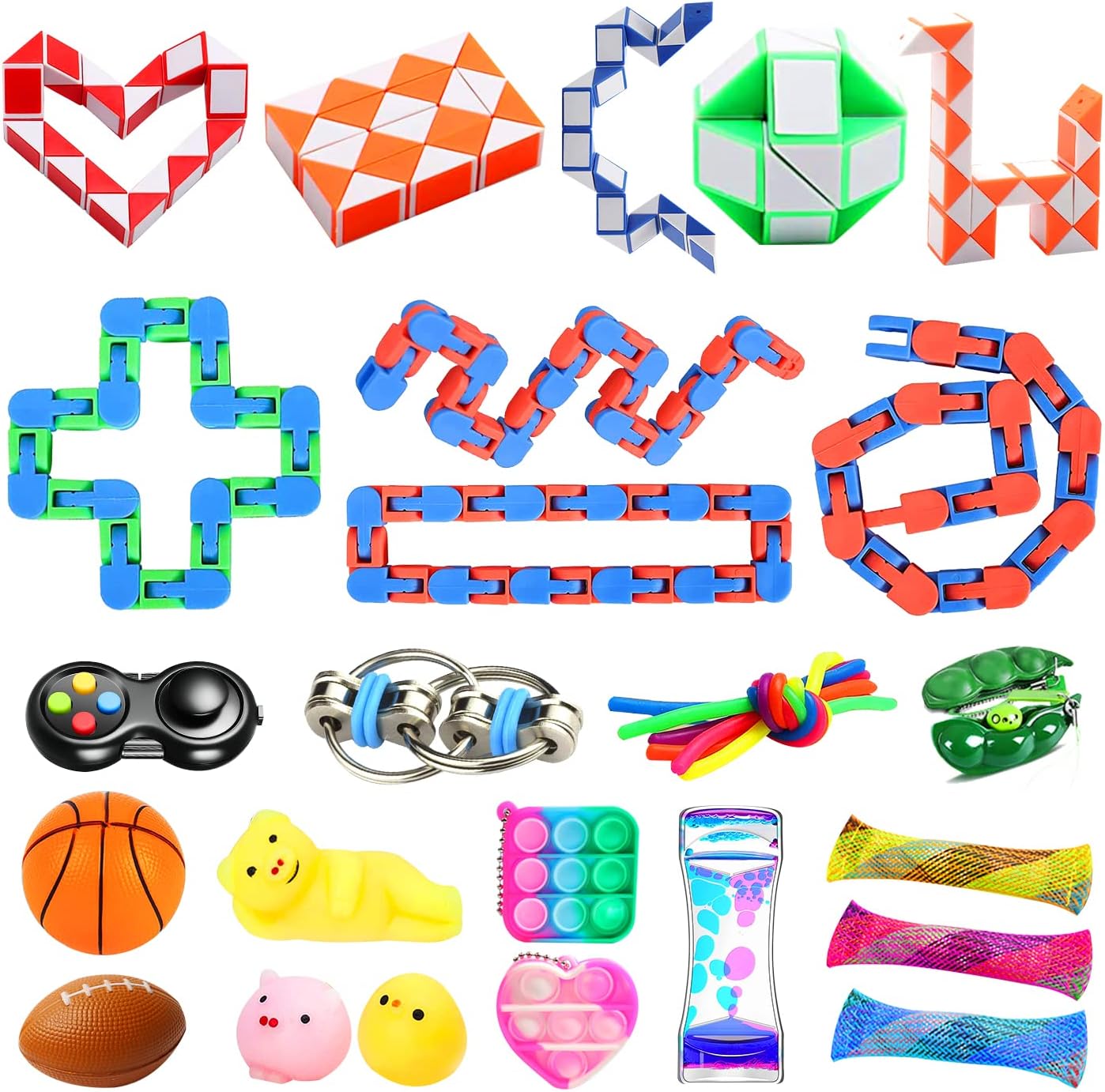 31 Pcs Fidget Toys Pack, Autism Sensory Toys for Autistic Children, Stress Relief and Anti-Anxiety Figets for Kids Adults, Fidget Box Bulk Figit, Treasure Box Classroom Prizes, Figette ADHD Toys