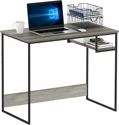 Furinno - Escritorio Moretti Lifestyle para estudiar, 35 pulgadas, roble francés gris