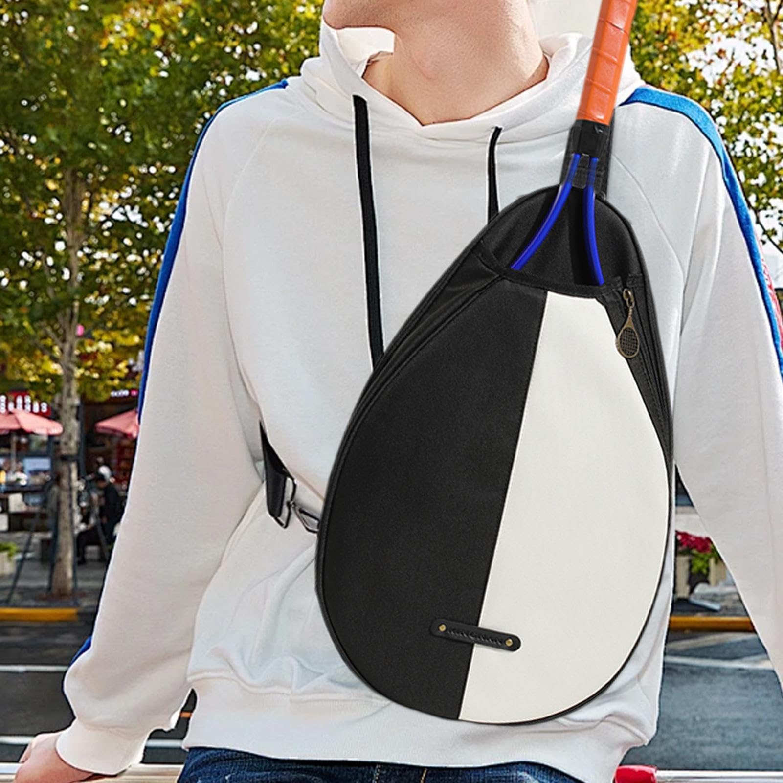 Borsa a tracolla per racchette da tennis, borsa a tracolla per racchette da tennis, unisex, custodia per racchette da tennis, borsa impermeabile | zaino da tennis alla con cerniera liscia per