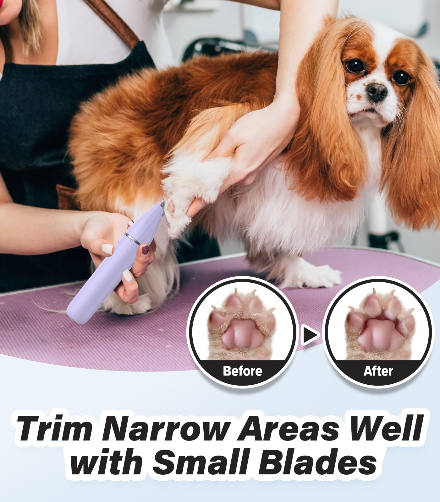 Casfuy Cordless Dog Paw Trimmer - Low Noise Small Dog Clippers with Double Blades USB Rechargeable Grooming Clipper for Dogs Cats and Small Pets for Trimming Hair Around Paws, Eyes, Ears, Face, Rump - image 2