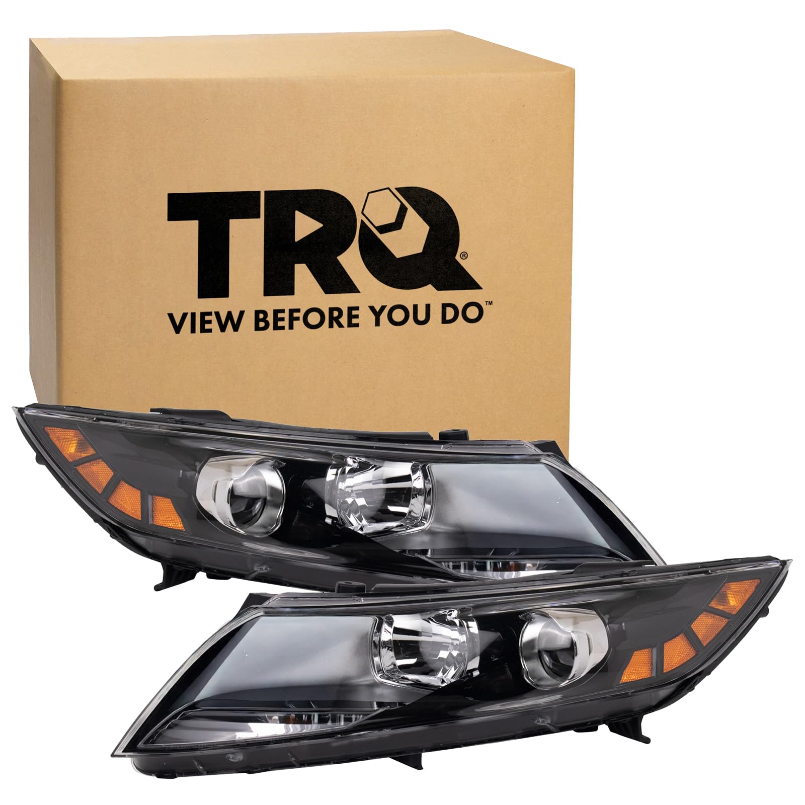 TRQ Headlight Assembly Set Driver &amp; Passenger Side KI2502157 KI2503157 Compatible with 2012-2013 Kia Optima