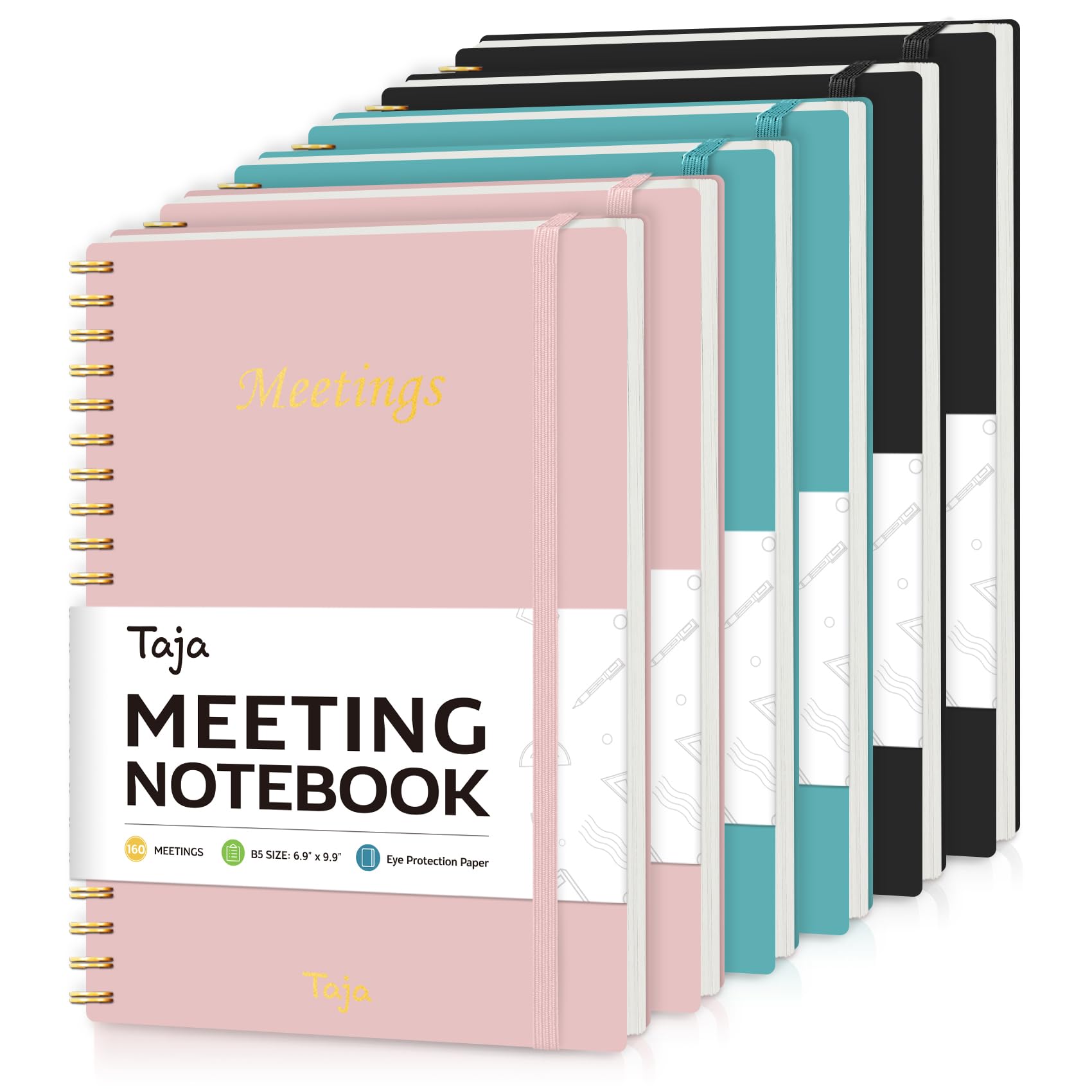 Paquete de 6 cuadernos de reuniones para organización del trabajo, cuaderno planificador de trabajo con artículos de acción, agenda para tomar notas, 160 páginas (6.9 x 9.9 pulgadas), organizador de