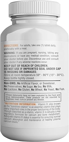 Miniatura 2 de Vitamina D3, vitamina D 5000 UI ayuda a apoyar la salud inmunológica, huesos y dientes fuertes y función muscular, 125% del valor diario de vitamina