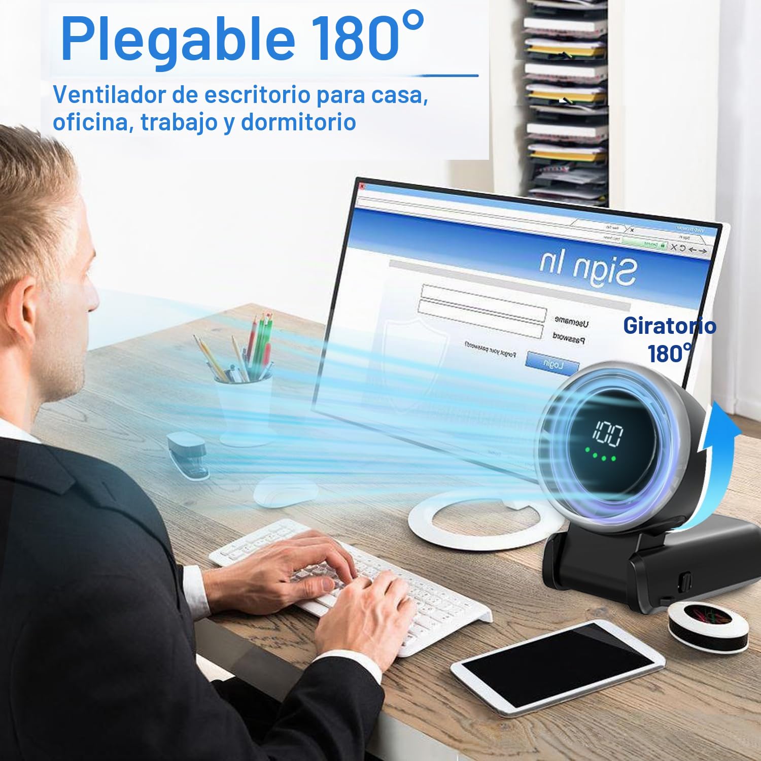Ventilador portátil turbo de mano,Ventilador USB con Ajustable de Velocidad(1-100) y Motor sin Escobillas,Ventilador Plegable de ventilador de mano/escritorio/cuello 3 en 1 para Viajes Cámping-negro