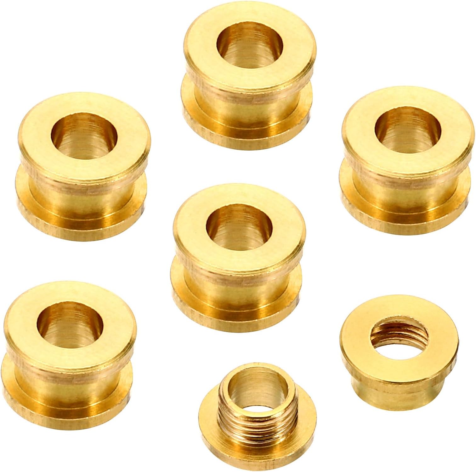PATIKIL 5mm(1/5 Inch) Solid Brass Hole Eyelets, 6 Pcs Flat Self Backing Grommets with Washer for Leather Craft, Brass Tone