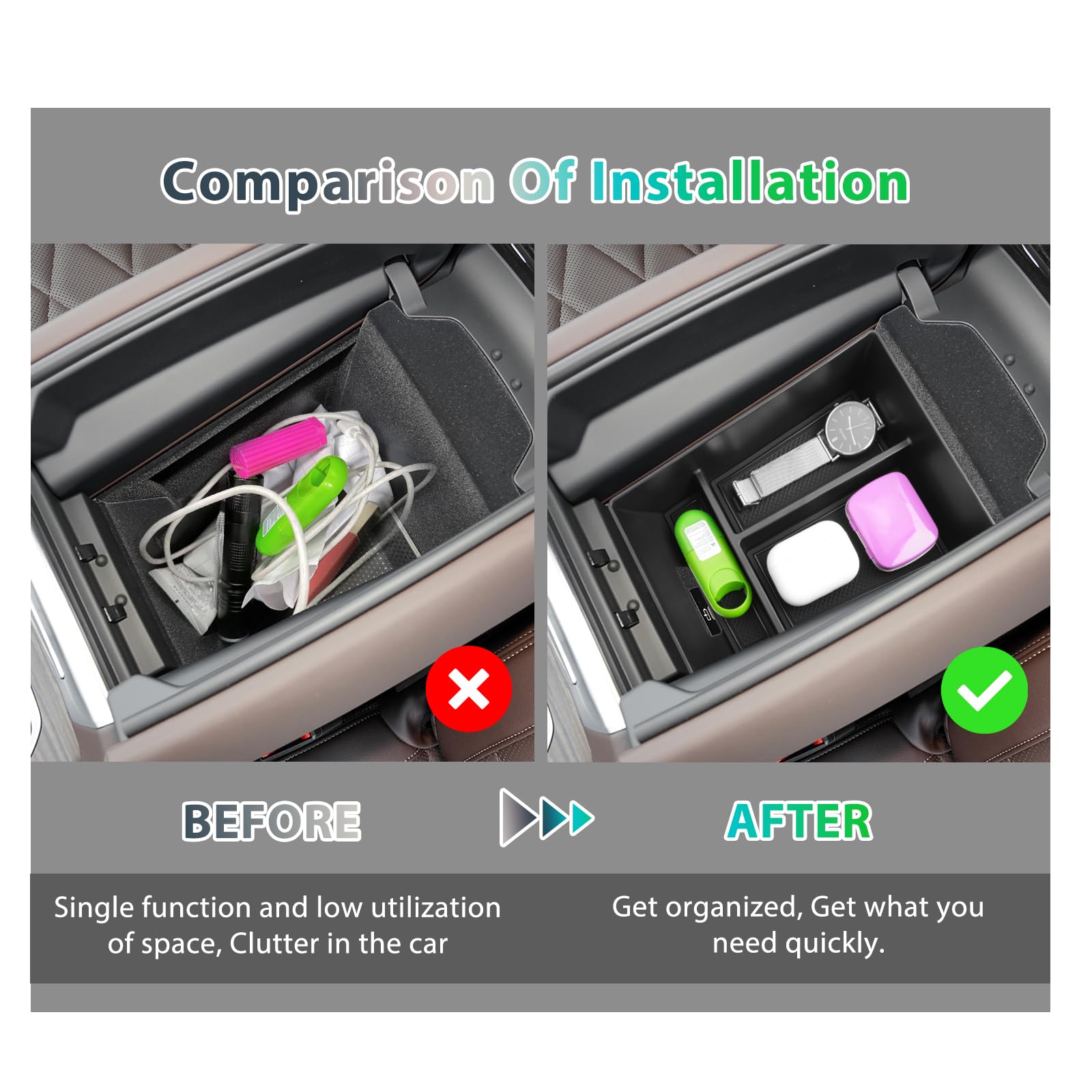 GAFAT Compatible con BMW X5 G05/ X6 G06/ X7 G07 2019-2024 2025 Caja de Almacenamiento para Consola Central, Apoyabrazos Organizador Bandeja Guantera, X5 G05 Accesorios (Negro)