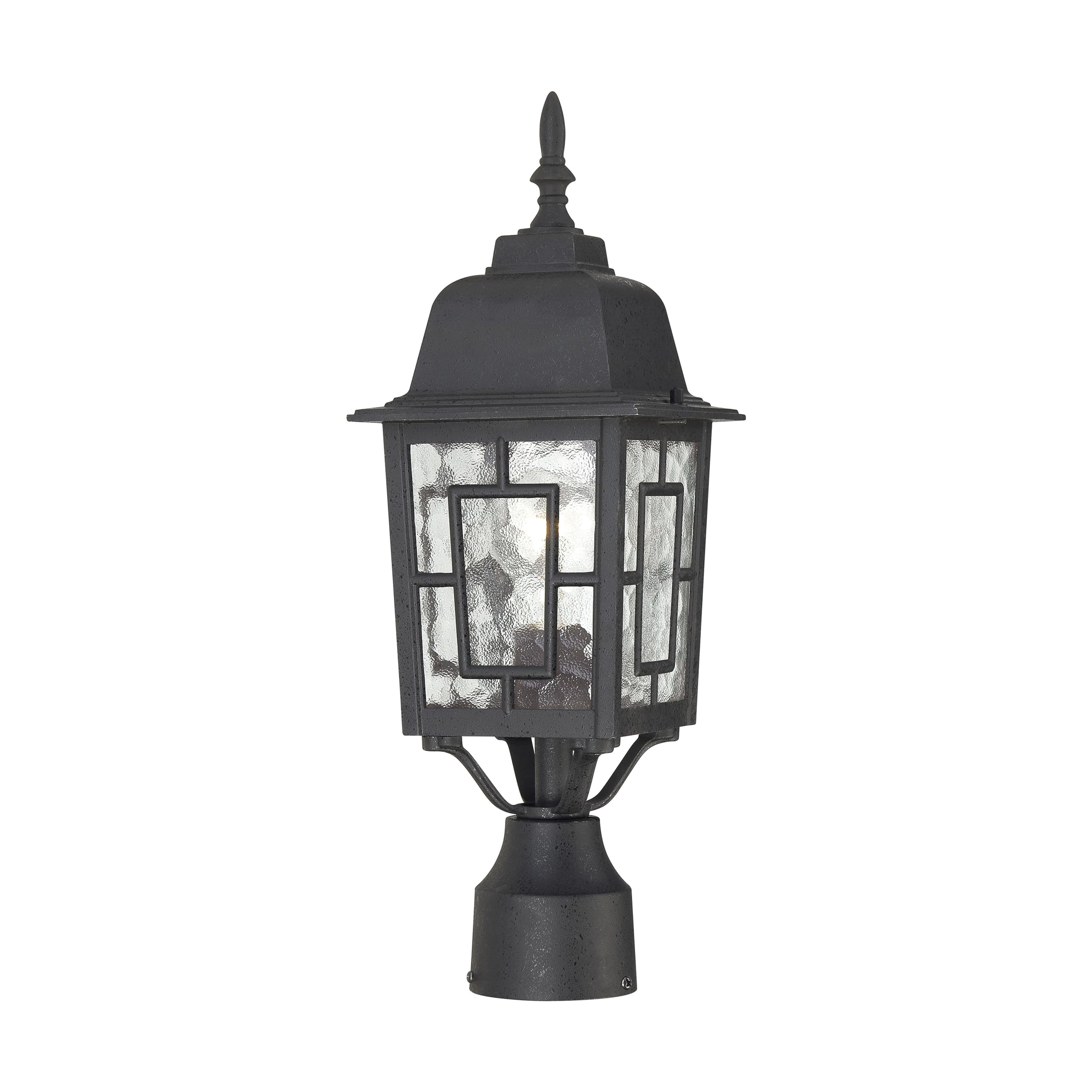 Nuvo 60/4929 Banyan Outdoor Post Lantern Light Fixture with Clear Water Glass, 17.25 x 6.13 Inches, Textured Black
