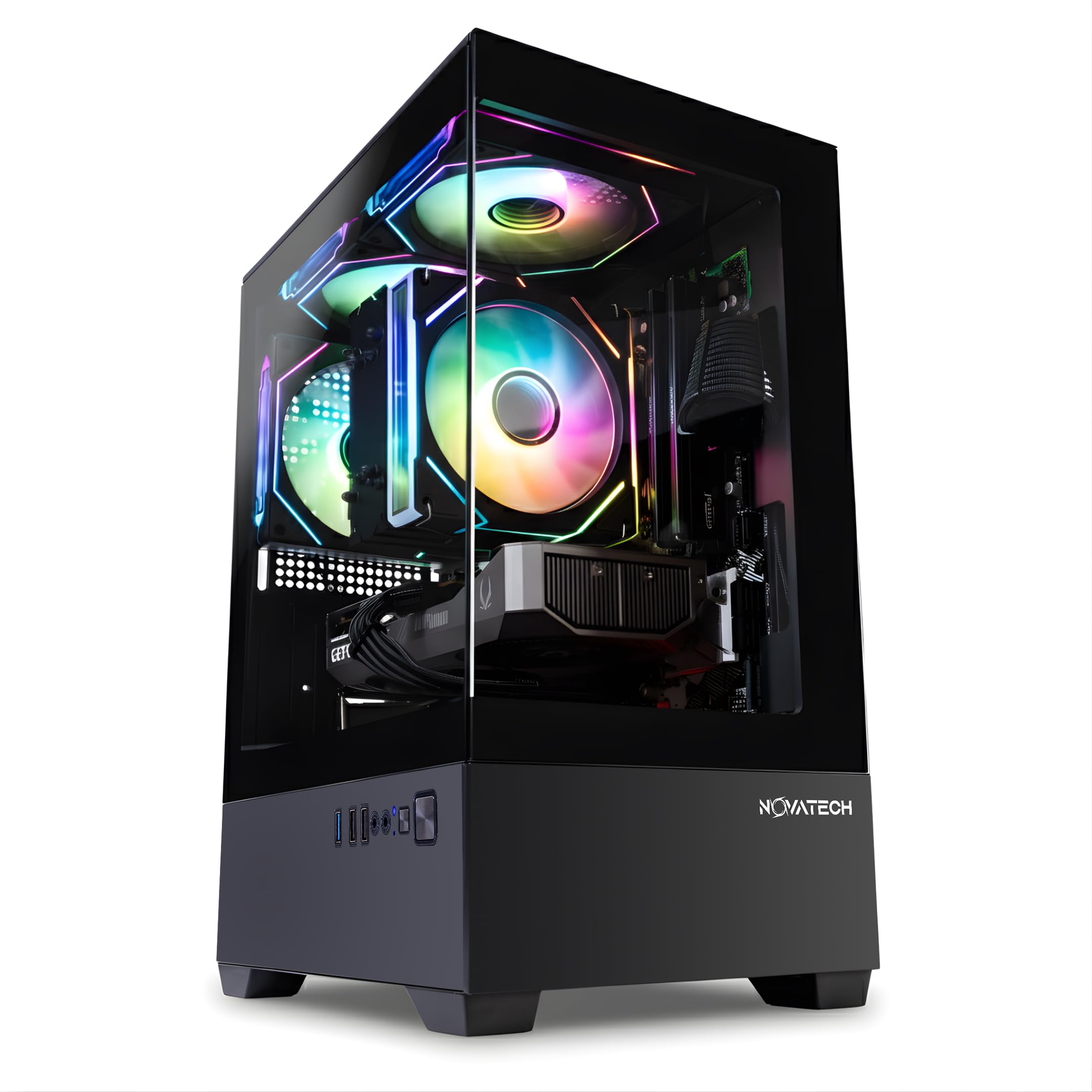 NOVATECH Prism - Prebuilt Gaming PC Desktop Computer - Geforce RTX 3050 - Xeon i7 3.5GHz - 16GB RAM - 512GB SSD WiFi/BT, Win 11 - Gaming Computer Tower - Pre Built PC Gaming - 1 Year Warranty