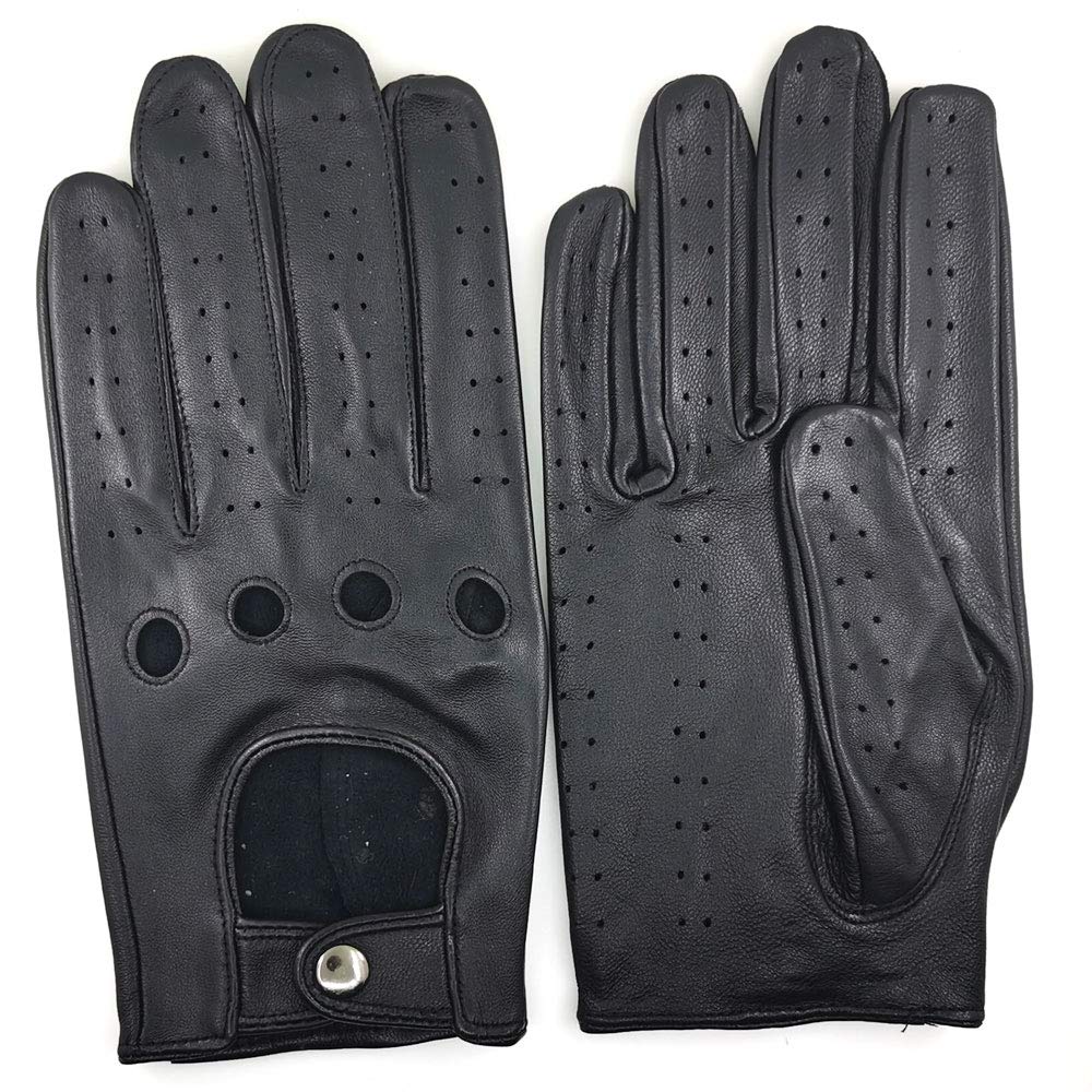 ZLUXURQ Herren Luxus 100% Schaffell Fahrhandschuhe-Weiches h
