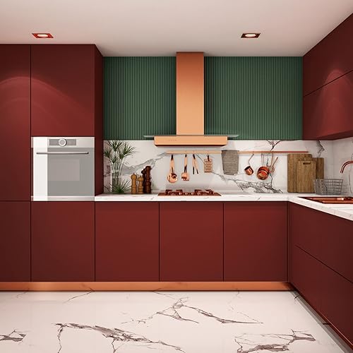 Miniatura 3 de Papel tapiz de color rojo oscuro para despegar y pegar, papel tapiz rojo grueso para dormitorio, 30 x 118 pulgadas, papel de pared autoadhesivo con