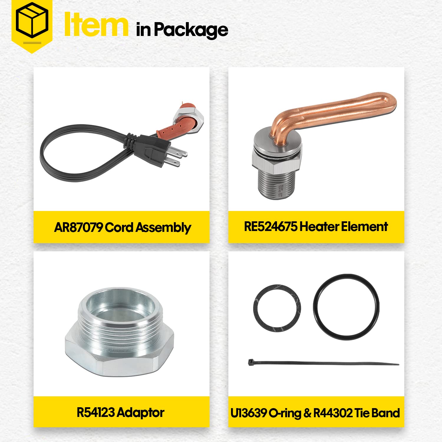 DZ102076 Engine Coolant Heater Kit Engine Block Heater Kit with Power Cord for Tractors, Replaces for RE227949, DZ102076