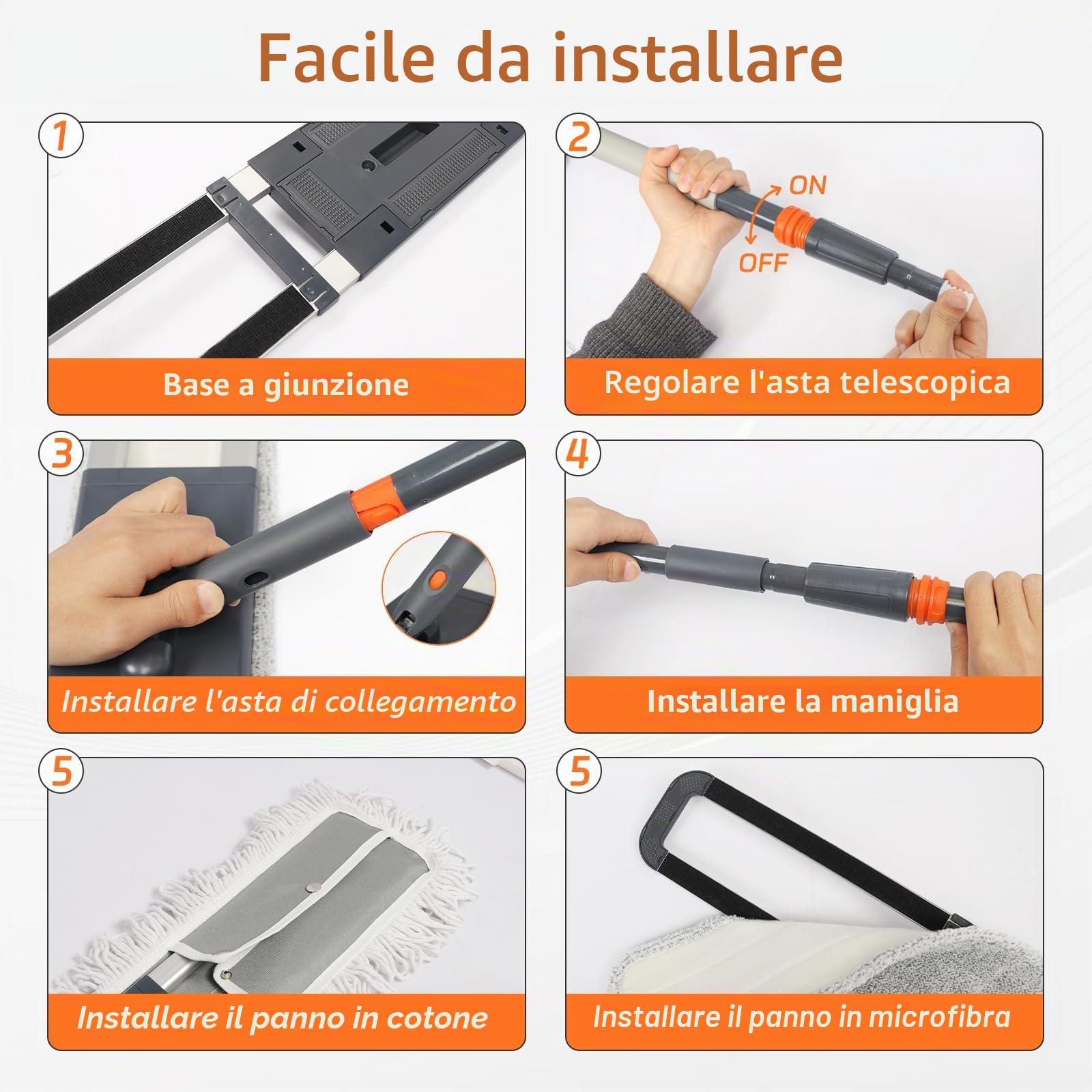 Mocio industriale resistente, grande mocio piano commerciale largo 90cm