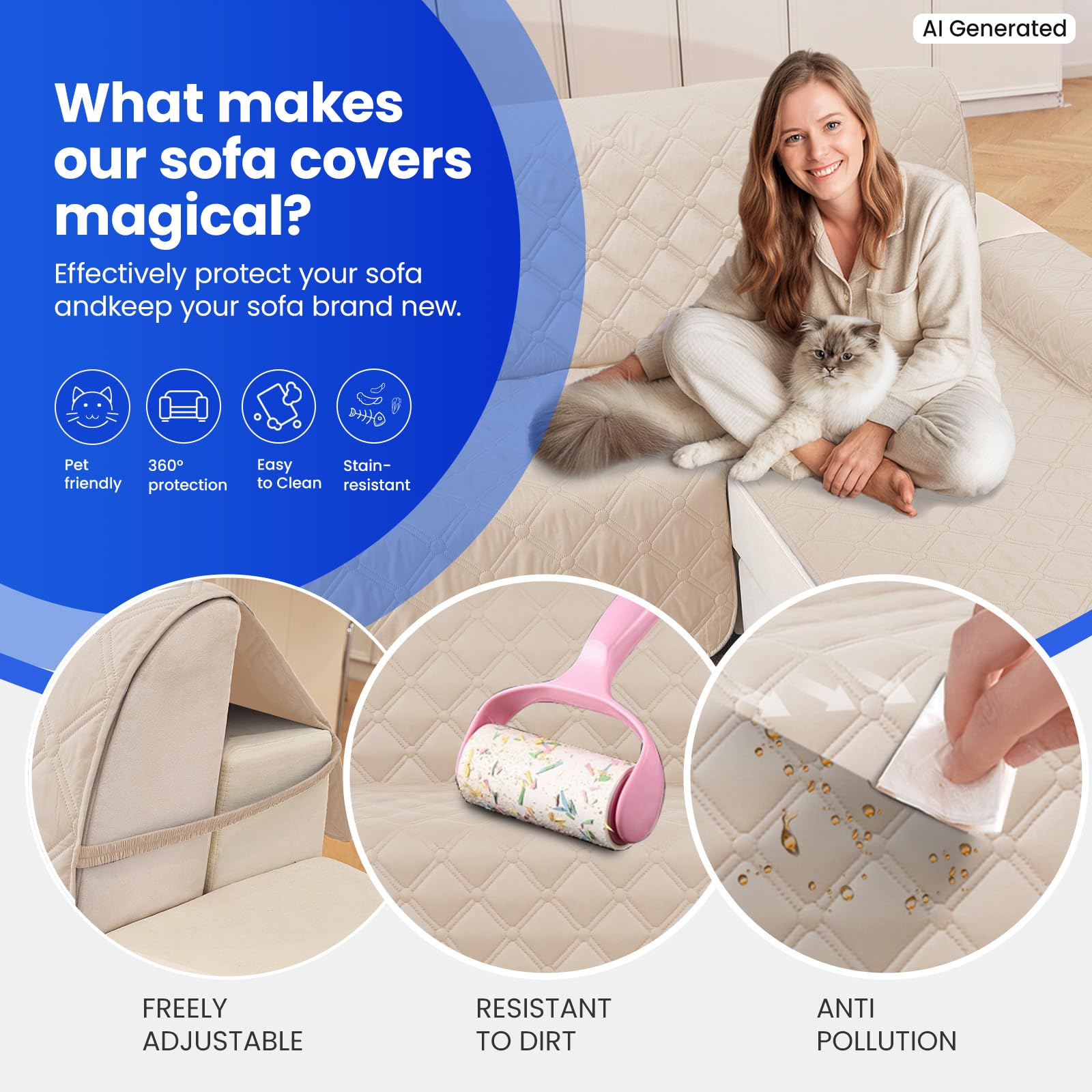 Ystyle Imperméable Housse Canape d'angle 2 Places avec Accoudoirs, Antidérapant Couverture Canapé Angle en Forme de L(210cm), Universel Réversible, Anti Poils Animaux Protecteur, Beige