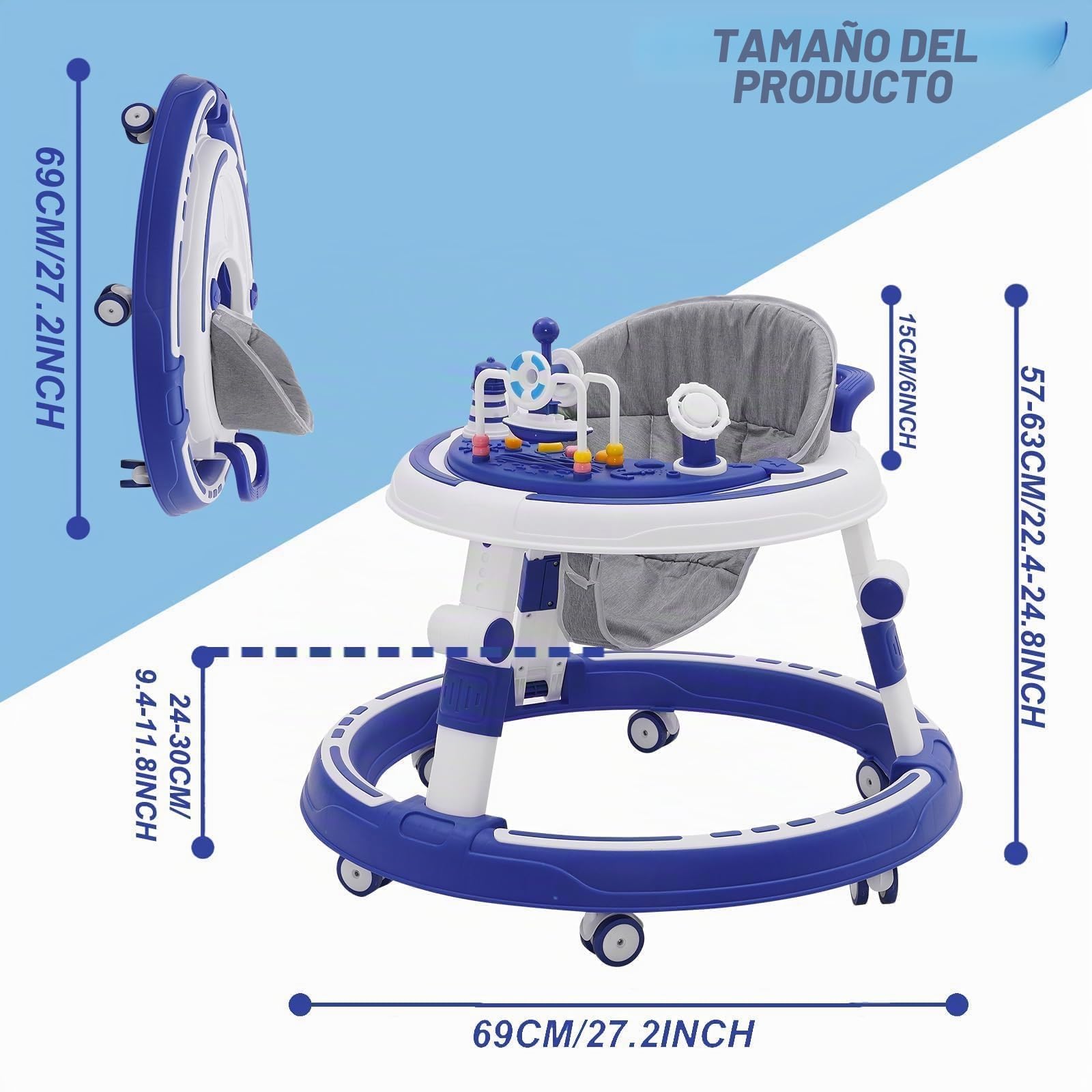 Andador Bebes 5 en 1,Con Bandeja Desmontable y Juguetes Musicales,Andador Plegable para Bebés,Tacata Bebe,Apto para Bebés a Partir de 6 Meses
