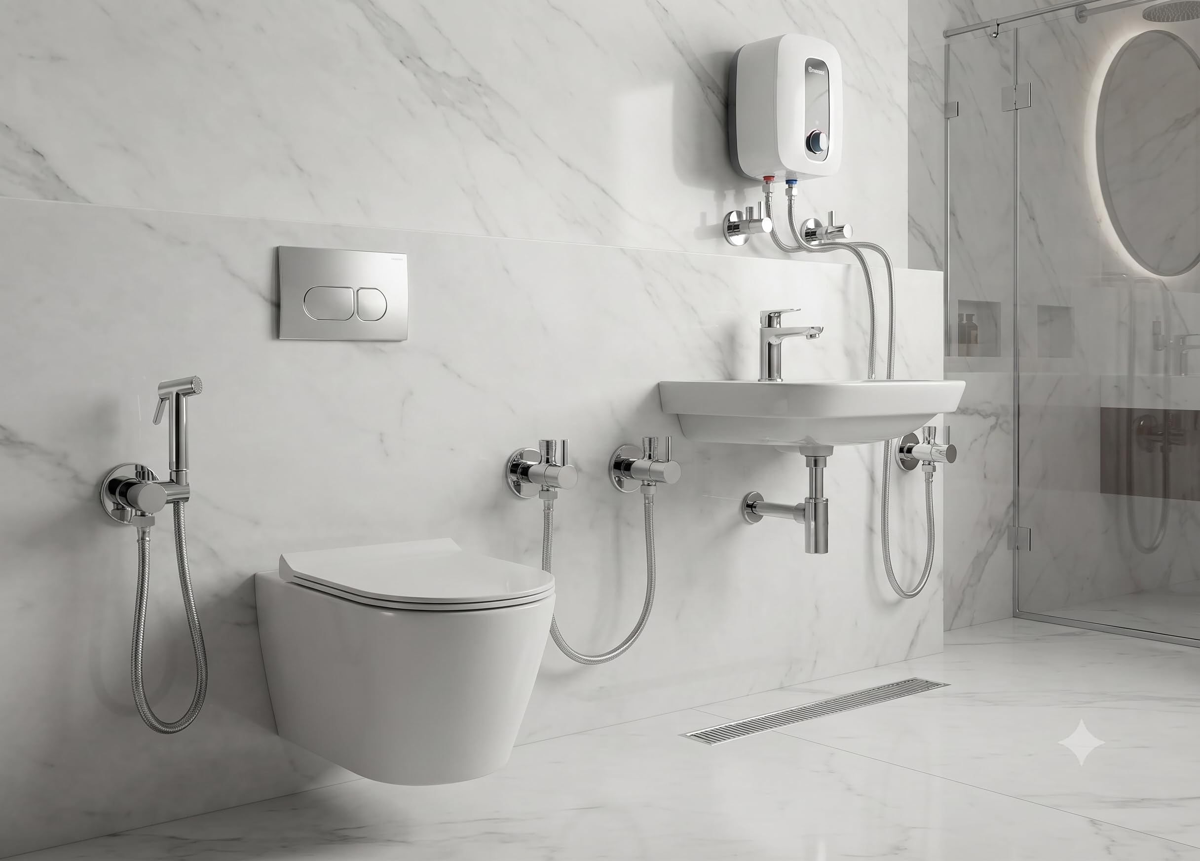 JAGGER LAYSAN TURBO Brass Angle for Bathroom Angle Valve for Bathroom Angle Wall for Bathroom Angle for wash Basin Brass Angle Valve for wash Basin with Free Flange Set of (2) 4