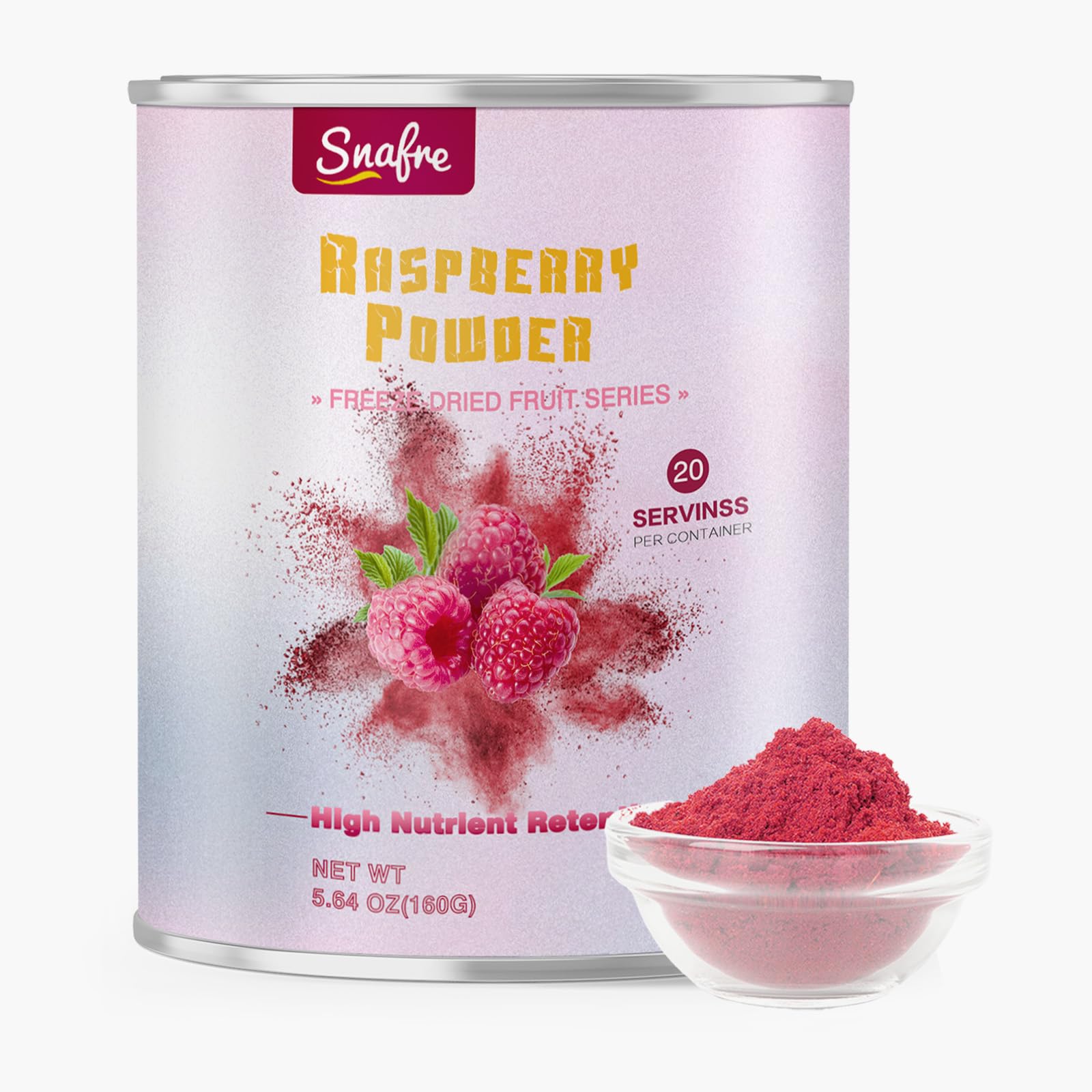 Raspberry Powder, Freeze Dried Raspberry Powder, Natural, No Sugar & Additives, 160G/5.64OZ, Freeze Dried Fruit Powde-r for Baking, Beverages, Smoothies, Yogurt