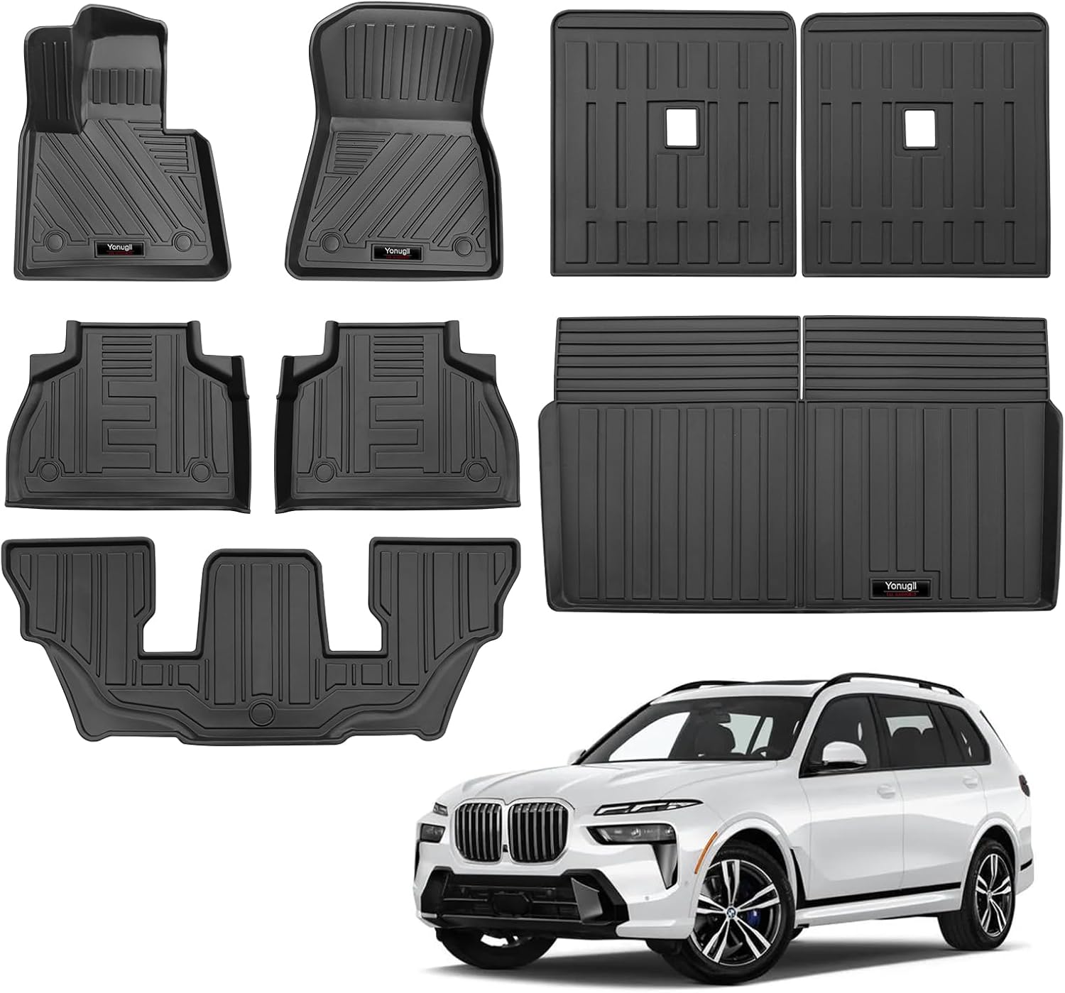 Custom for 2019-2024 2025 BMW X7 G07 Floor Mats Cargo Liner and 3rd Backrest Mats Full Set X7 Accessories TPE All Weather (Only for 6 Seater) For 2019-2024 BMW X7 6 Seater Full Set