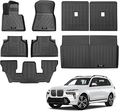 Custom for 2019-2025 2026 BMW X7 G07 6 Seat Floor Mats Cargo Liner and 3rd Backrest Mats Full Set X7 Accessories TPE All Weather Only for 6 Seater