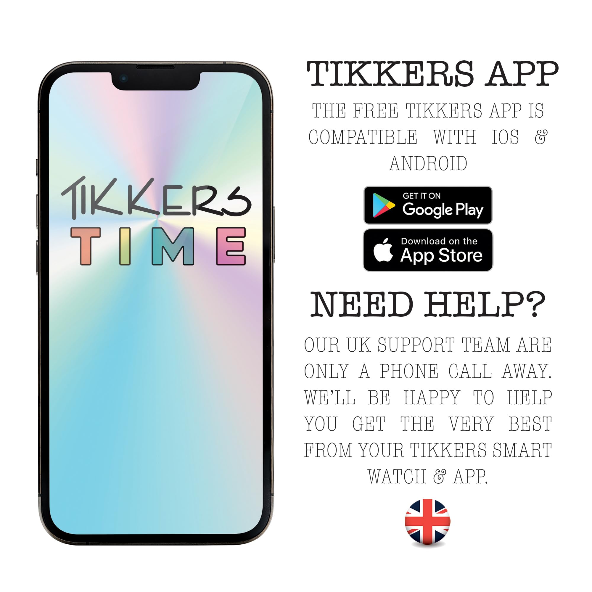 Tikkers Smart Series 13 Smart Watch i liliowy silikonowy pasek zestaw, liliowy, Jeden rozmiar, Casual