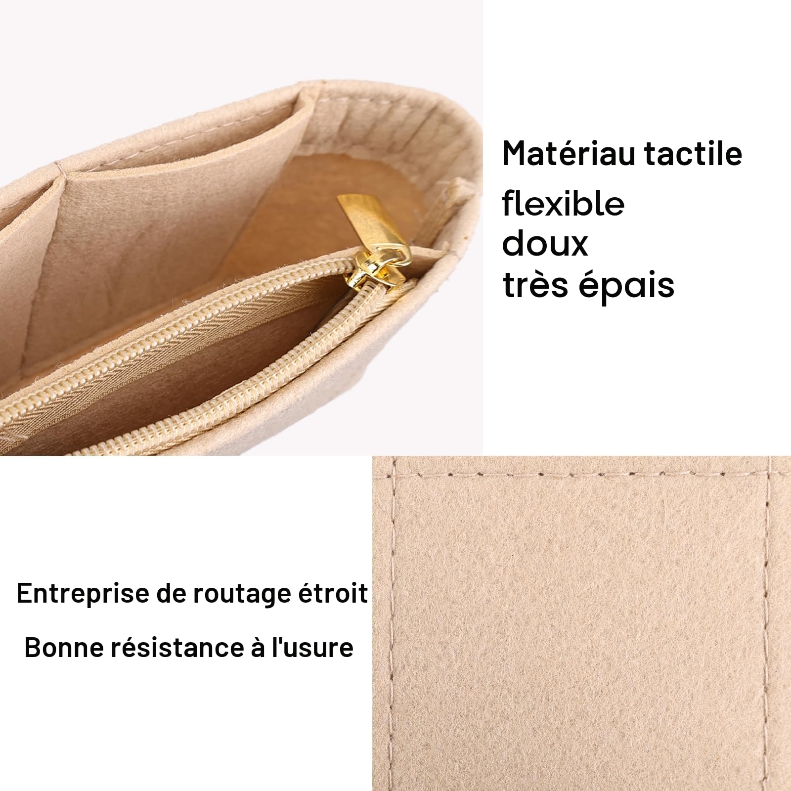 GADITIEK Organisateur de sac à main avec plusieurs poches, Beige-MINI