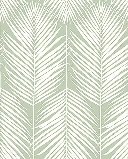 NextWall Palm Silhouette Coastal Peel and Stick Wallpaper (Pastel Green)