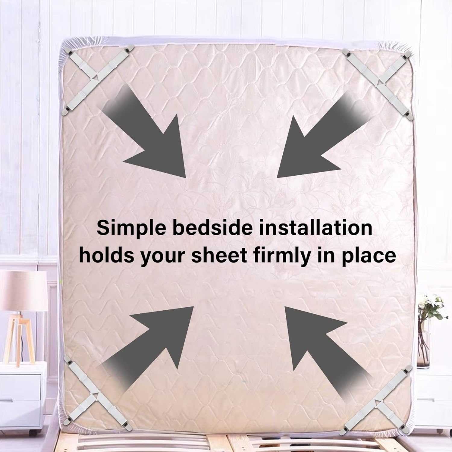 YOFIT Bed Sheet Holder Straps, 16 Pcs Fitted Sheet Clips, Adjustable Triangle White Fitted Sheet Straps, Bedsheet Holders Fasteners Bedroom Accessories for Mattress Covers, Sofa Cushion : Home & Kitchen