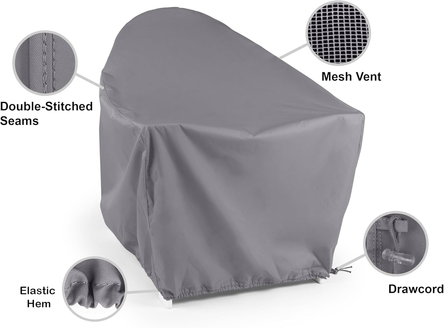 Covermates Elite Outdoor Adirondack Chair Cover – 300D Water-Resistant Polyester Patio Chair Protector with Drawcord Hem, Buckle Straps & Mesh Vent, 32W x 34D x 38H, Charcoal