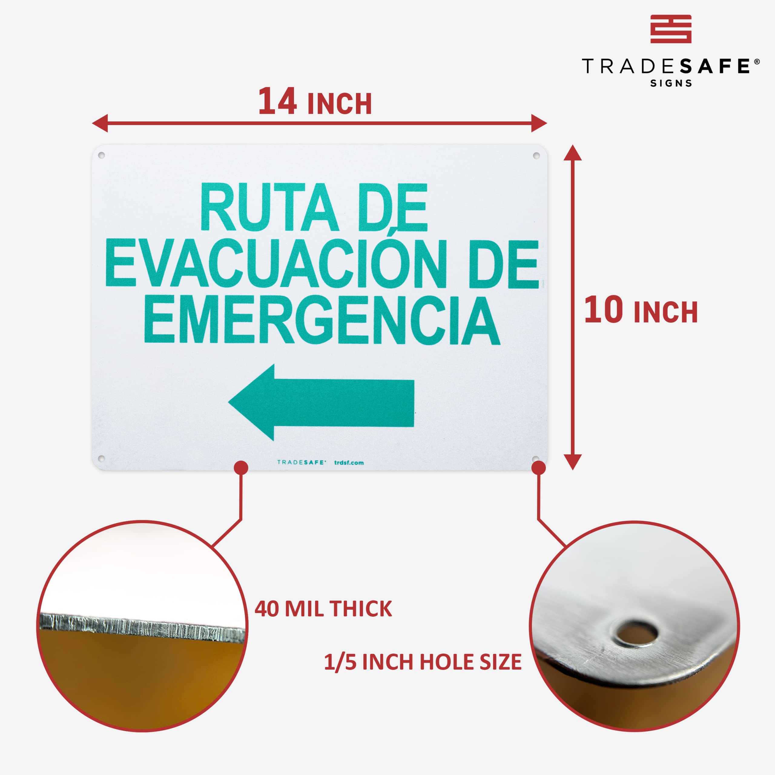 TRADESAFE Emergency Evacuation Route Arrow Left Sign - Ruta De