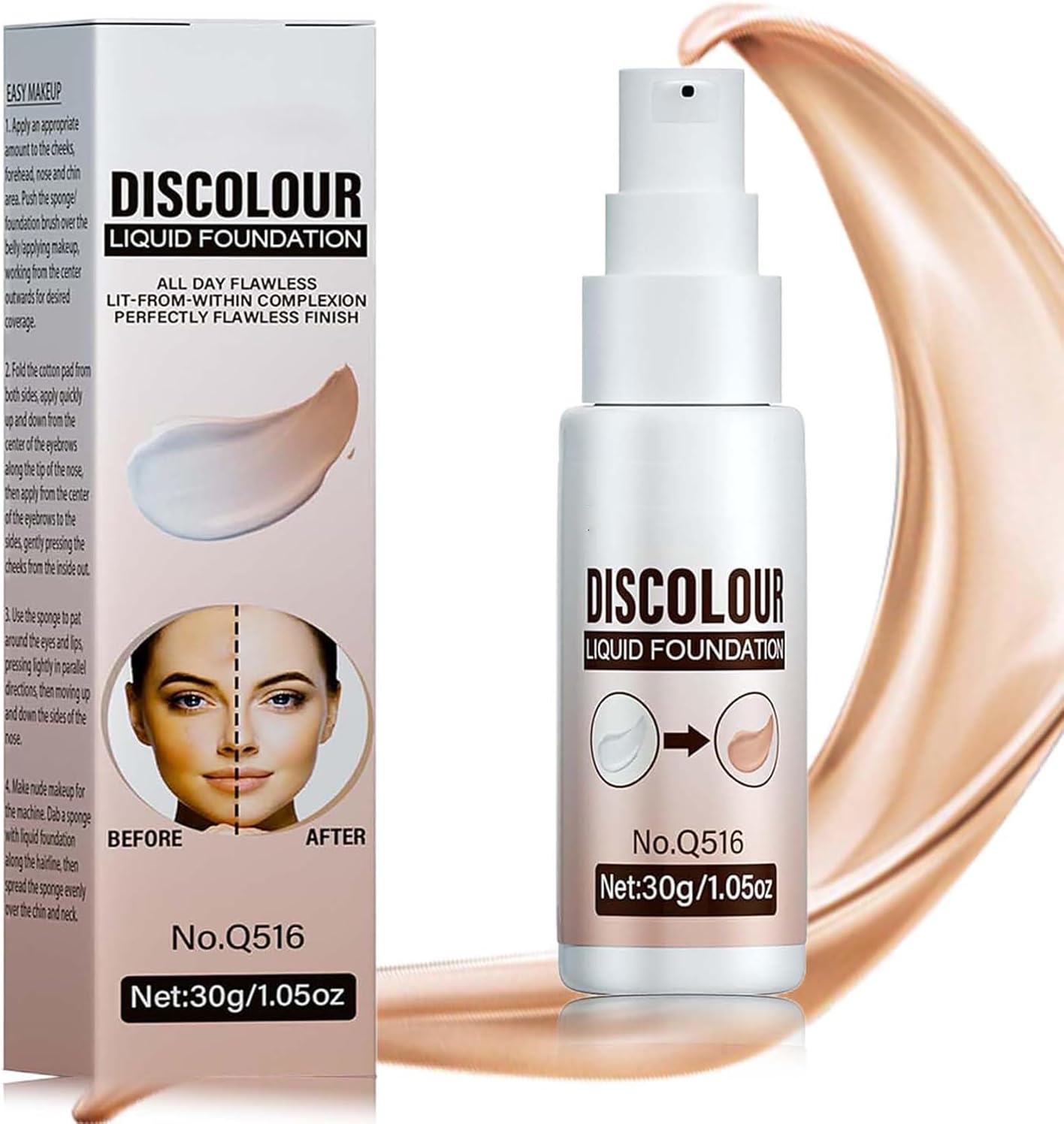 Color - Changing Liquid Foundation – Moisturizing Concealer, Full Coverage, Long - Lasting & Flawless, with Hyaluronic Acid, Brightens Skin Tone