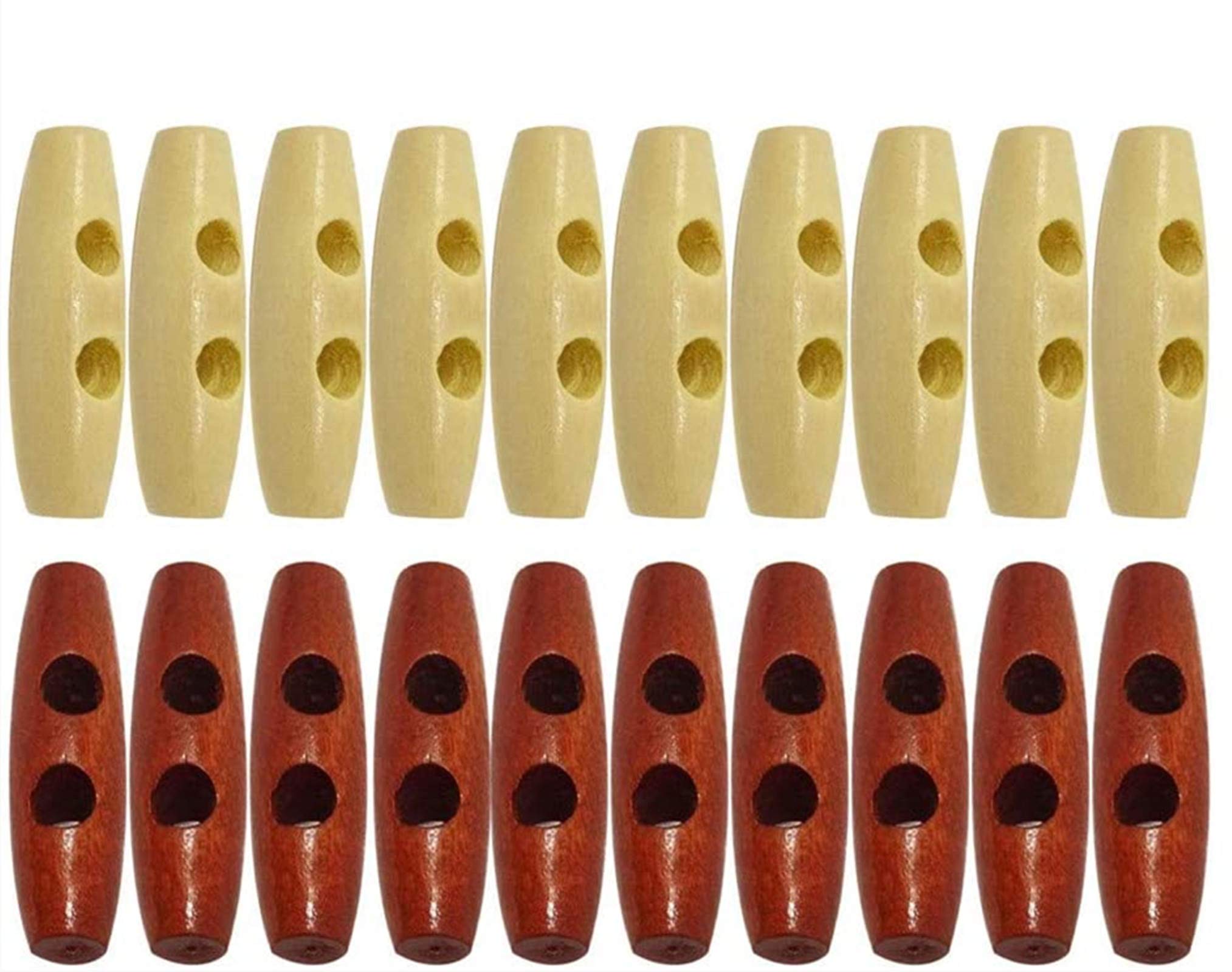 BBly20 Pieces Olive Shaped Wooden Buttons 3cm Sewing Knitting Duffle Coat 2 Colors