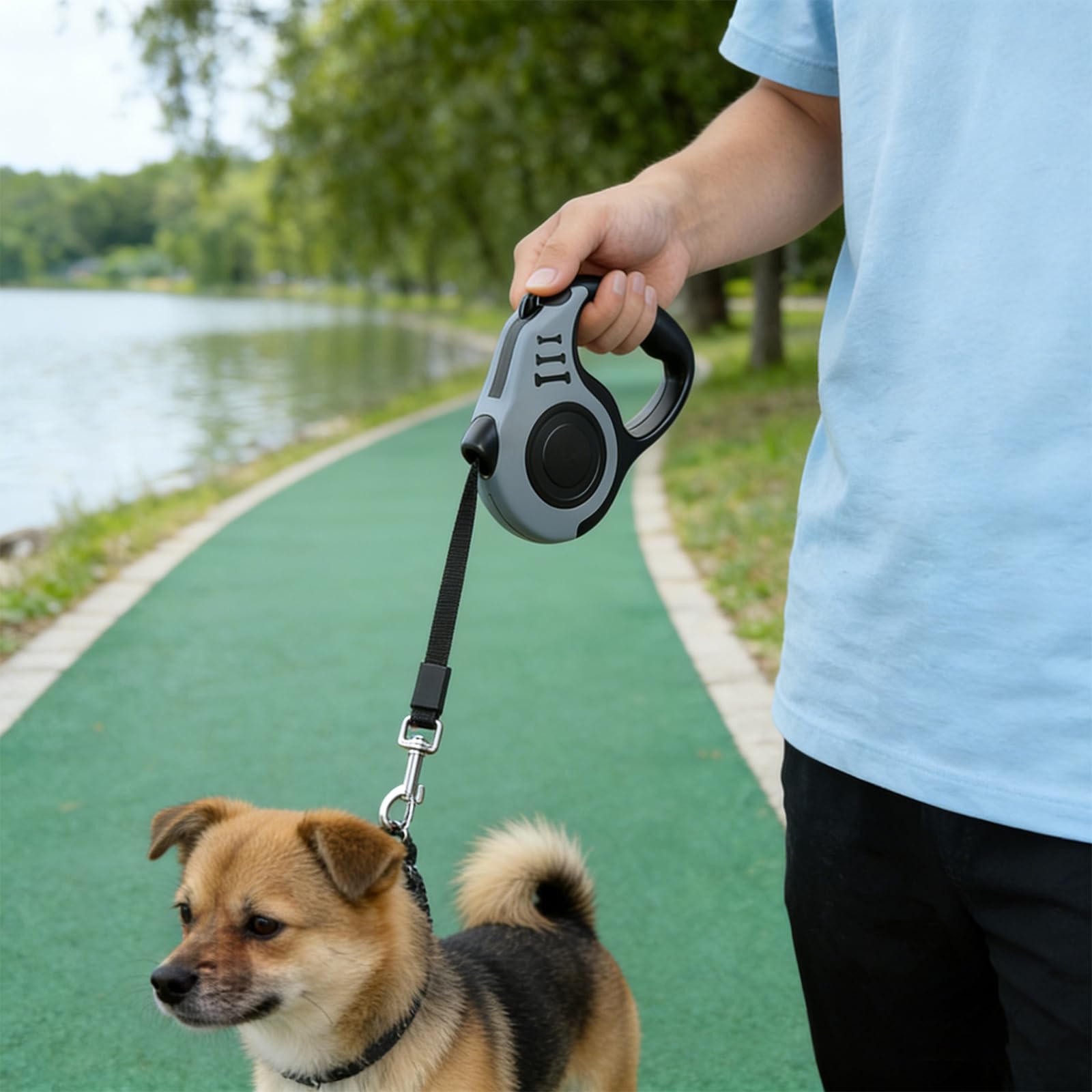 Hundeleine, Ausziehbar, Einziehbar,5Meter, Flexibles Band für Rechts- und Spaziergänge, Dog Leash, Rolleine, Flexileine, Retractable (Grau, 5 Meter)