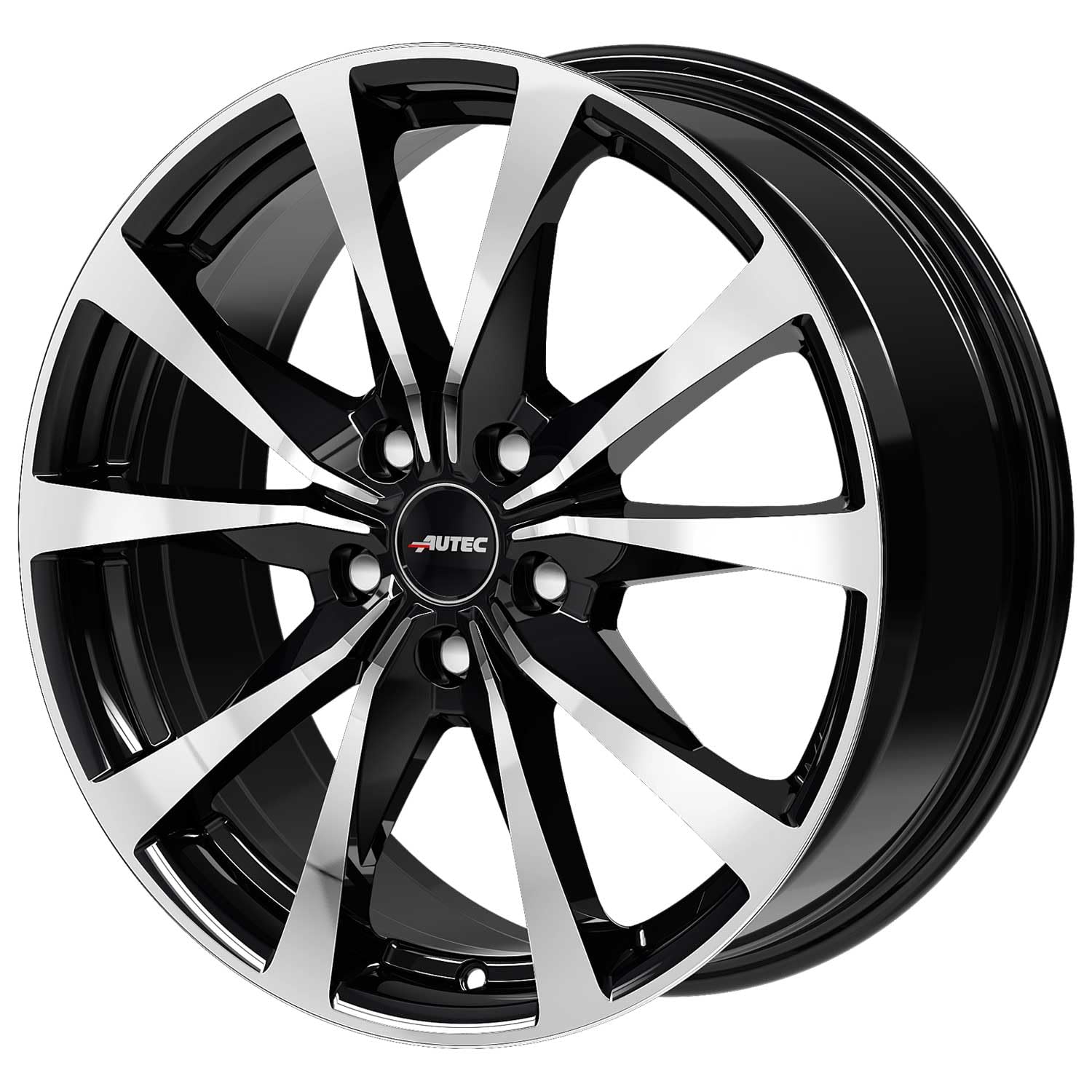 4x AUTEC Felgen Alufelgen BRIXEN 6.5x16 ET40 5x100 Schwarz poliert kompatibel mit Skoda Kamiq Fabia Scala