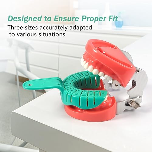 Miniatura 7 de Annhua Bandeja de impresión dental de 3 tamaños para adultosniños, 6 bandejas de impresión de dientes perforadas desechables superiores e inferiores